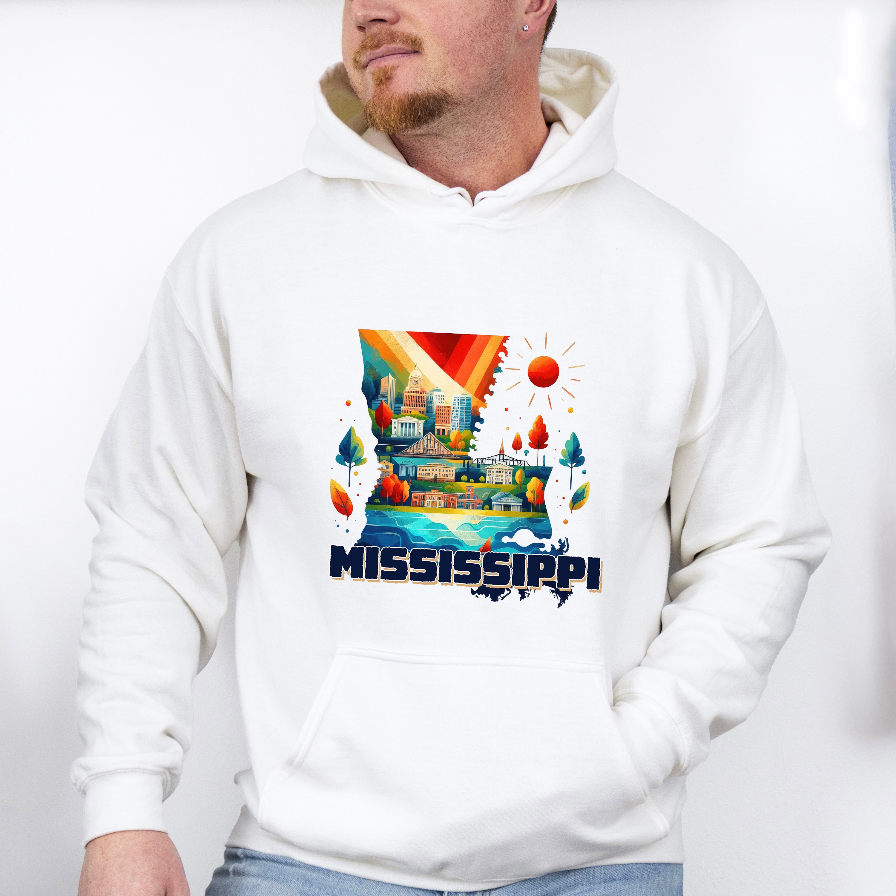 Colorful Mississippi Design - States &amp; Cities Unisex Crewneck T-Shirt Sweatshirt Hoodie