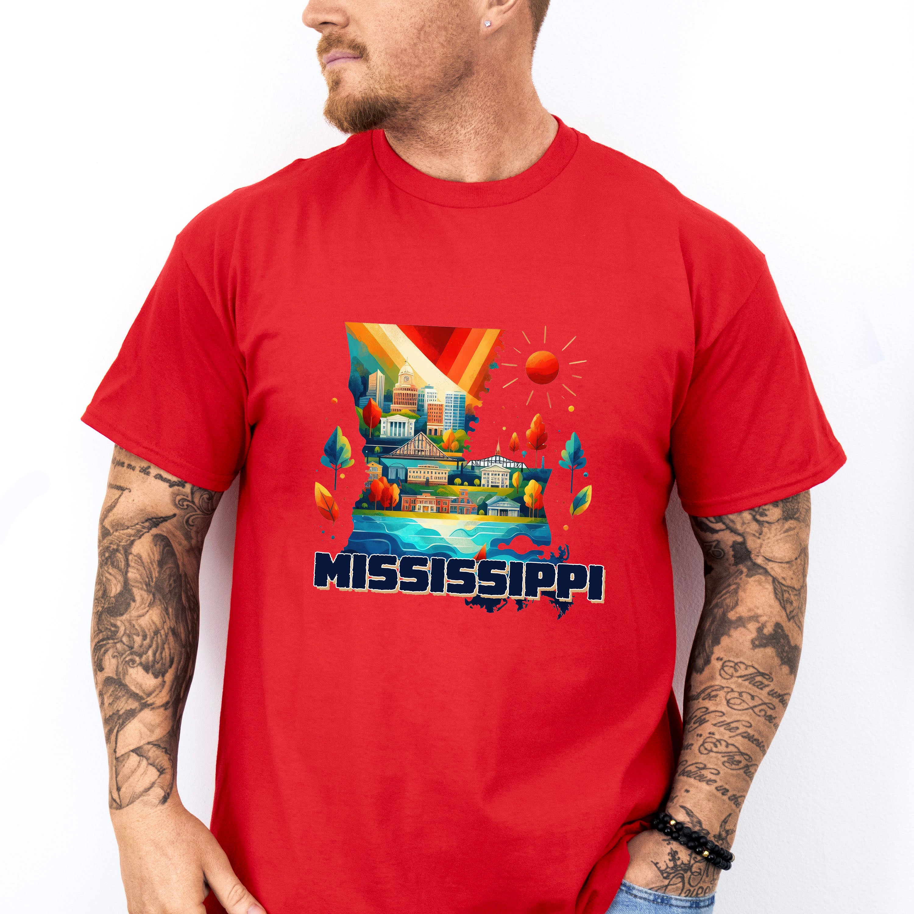Colorful Mississippi Design - States &amp; Cities Unisex Crewneck T-Shirt Sweatshirt Hoodie