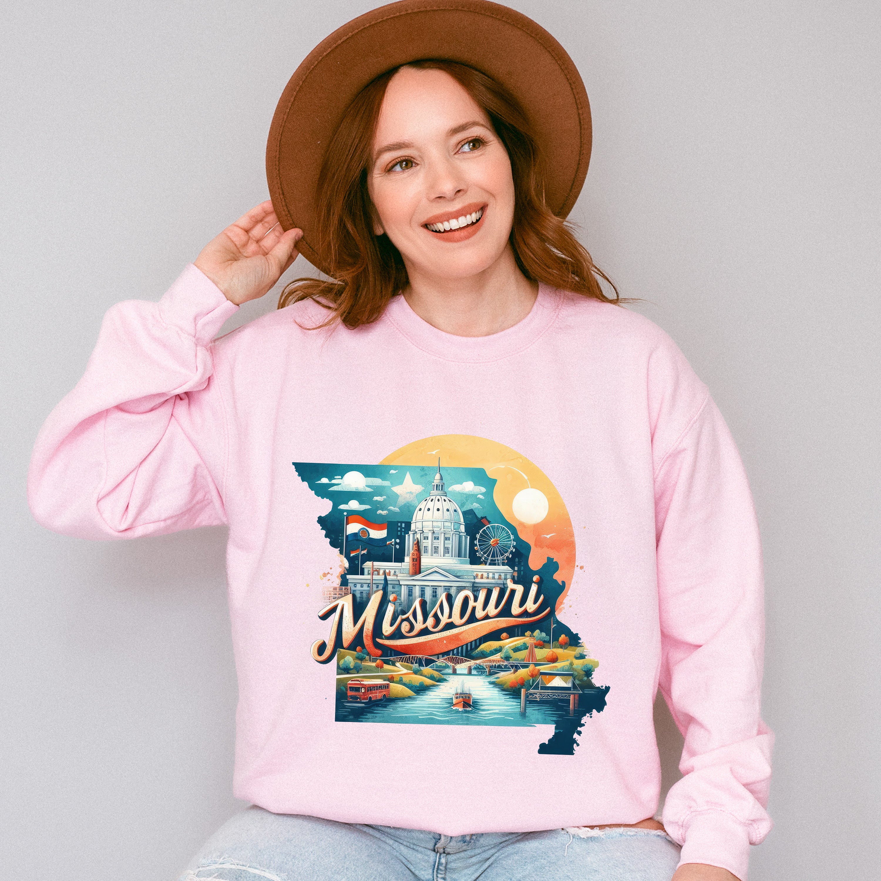Colorful Missouri Design - States &amp; Cities Unisex Crewneck T-Shirt Sweatshirt Hoodie