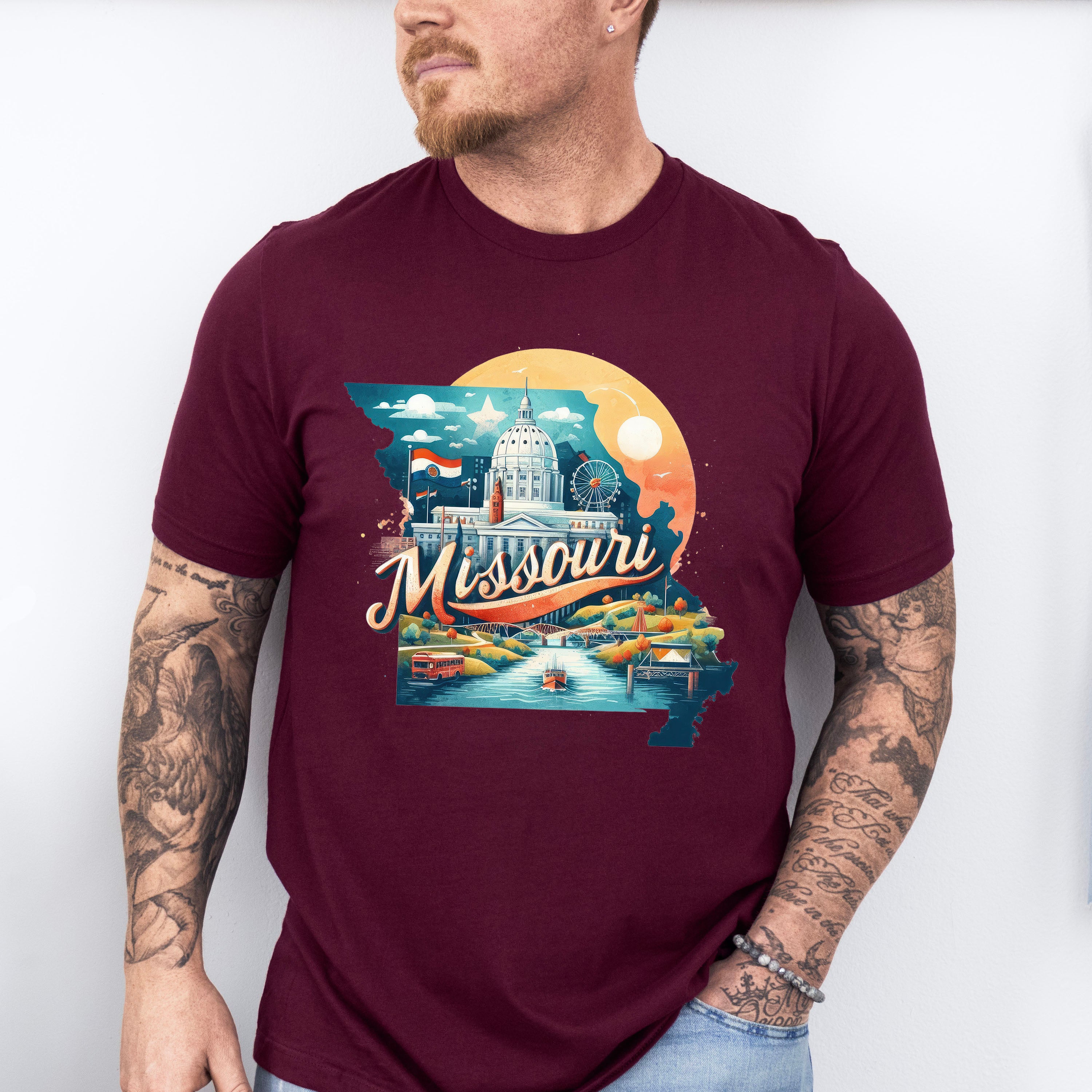 Colorful Missouri Design - States &amp; Cities Unisex Crewneck T-Shirt Sweatshirt Hoodie