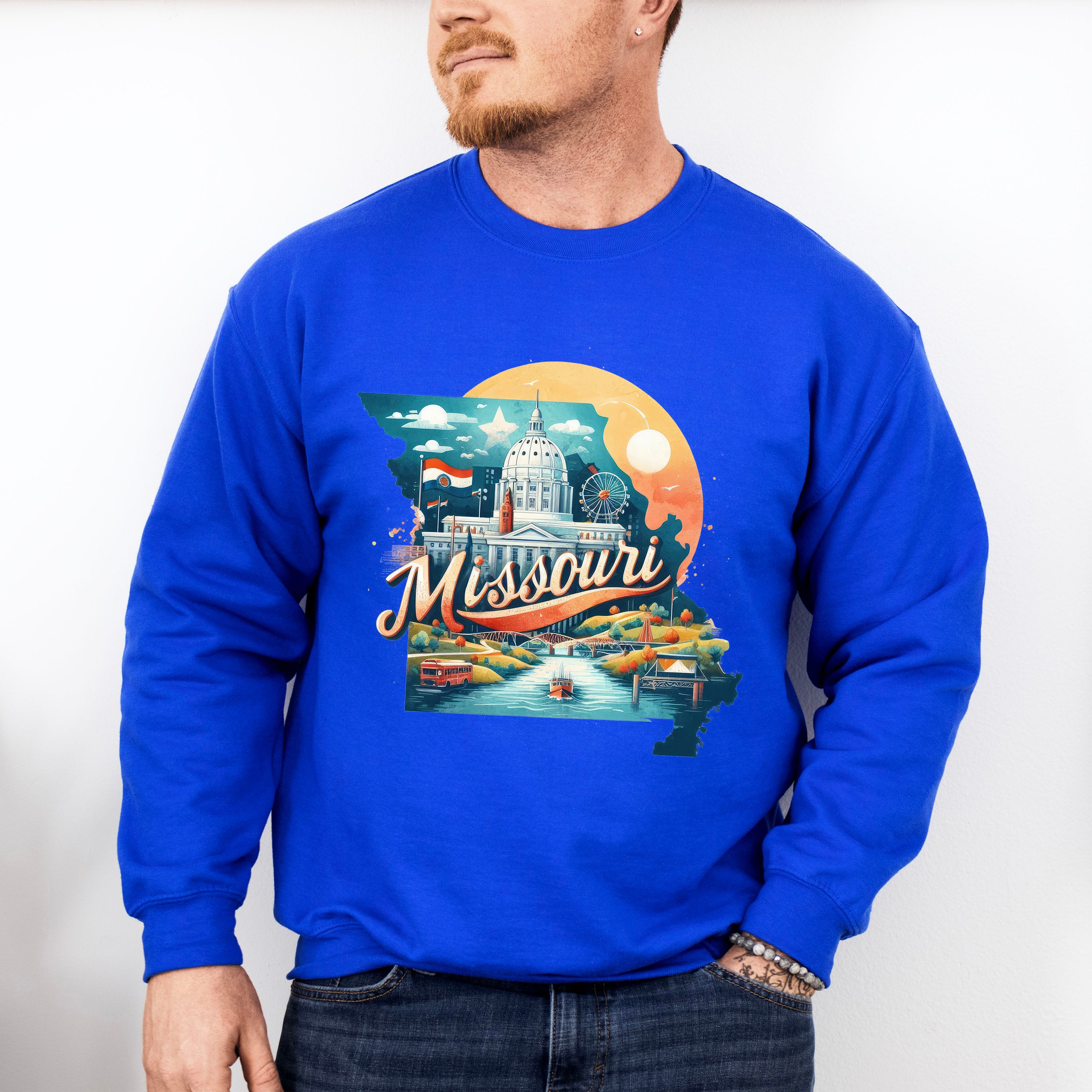 Colorful Missouri Design - States &amp; Cities Unisex Crewneck T-Shirt Sweatshirt Hoodie