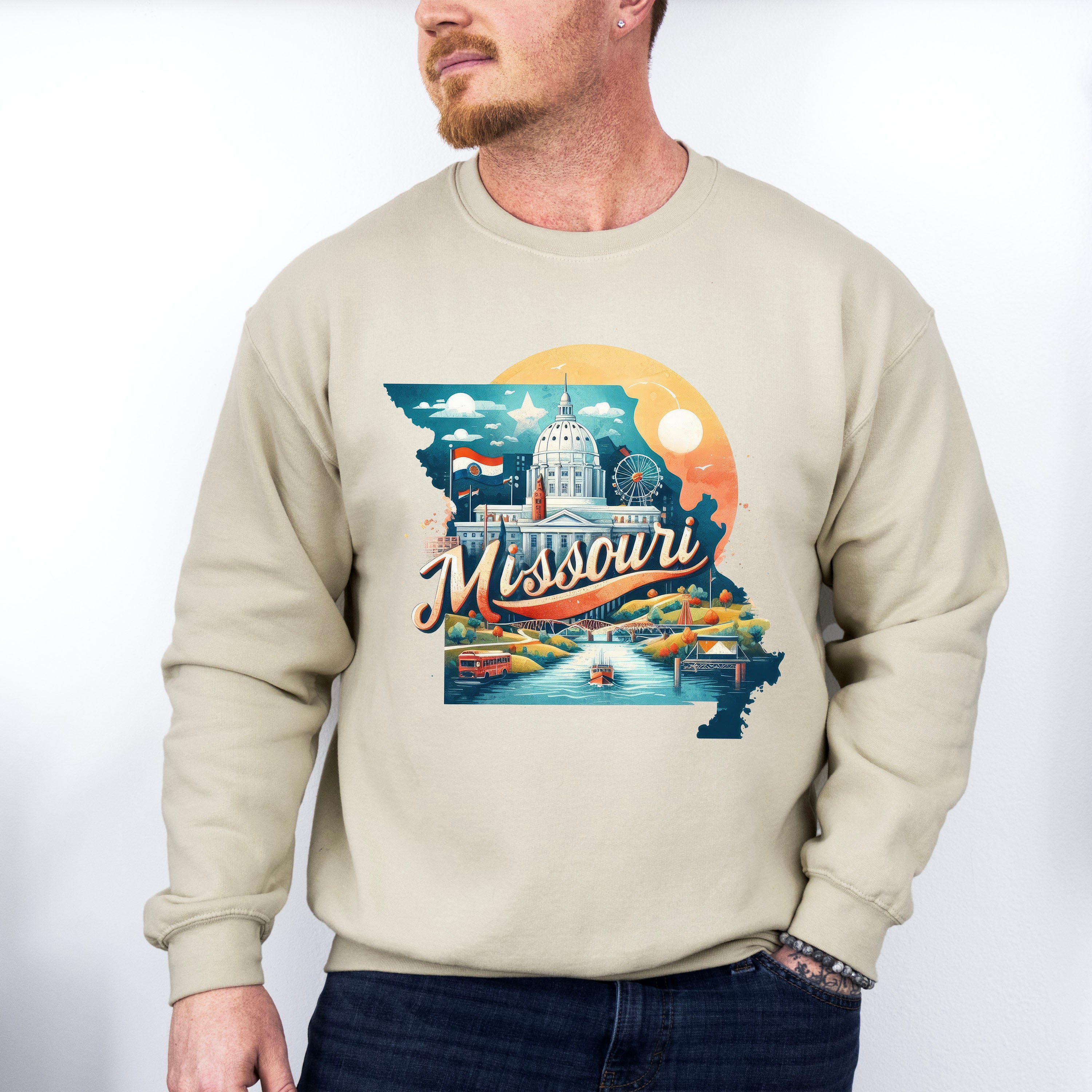 Colorful Missouri Design - States &amp; Cities Unisex Crewneck T-Shirt Sweatshirt Hoodie
