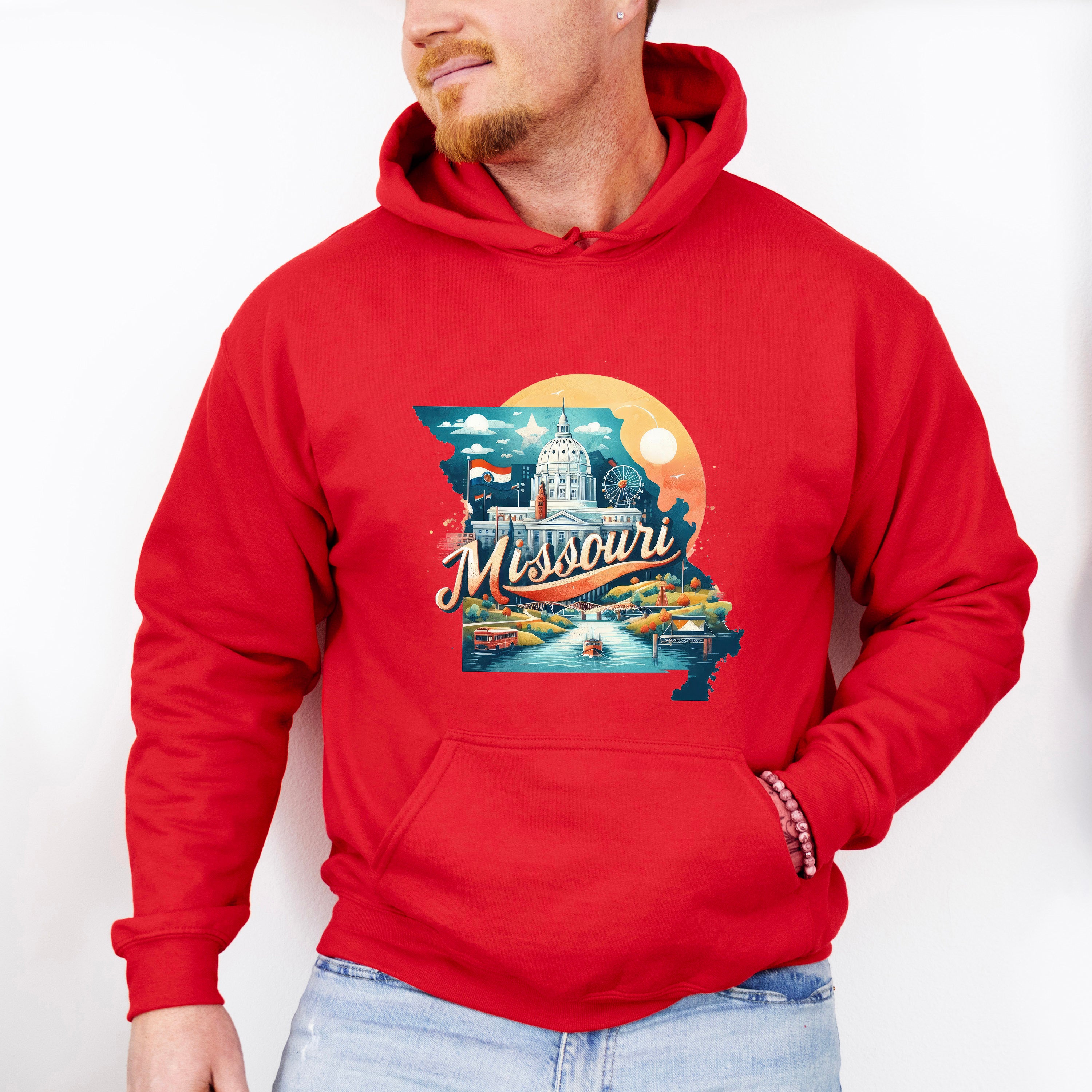 Colorful Missouri Design - States &amp; Cities Unisex Crewneck T-Shirt Sweatshirt Hoodie
