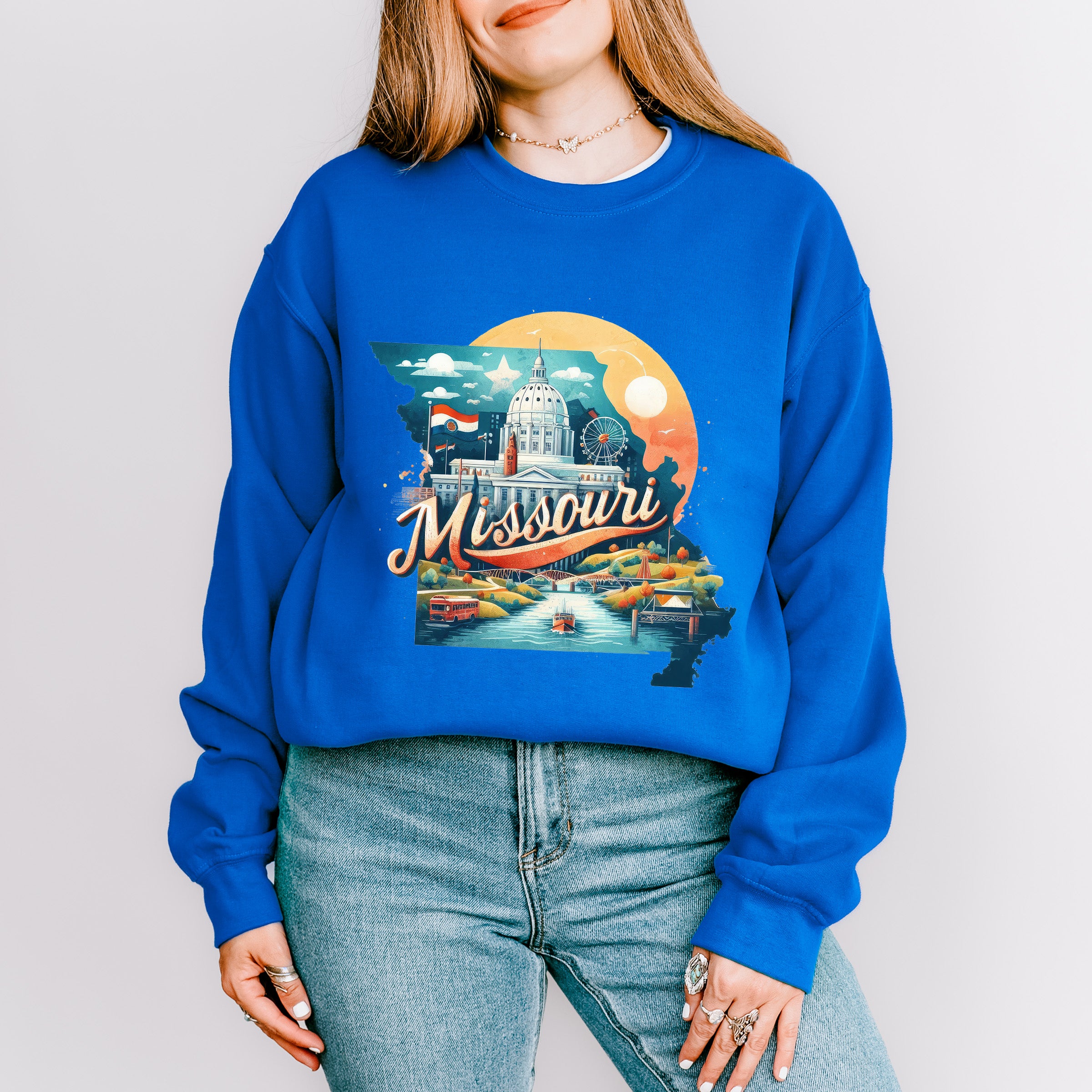 Colorful Missouri Design - States &amp; Cities Unisex Crewneck T-Shirt Sweatshirt Hoodie