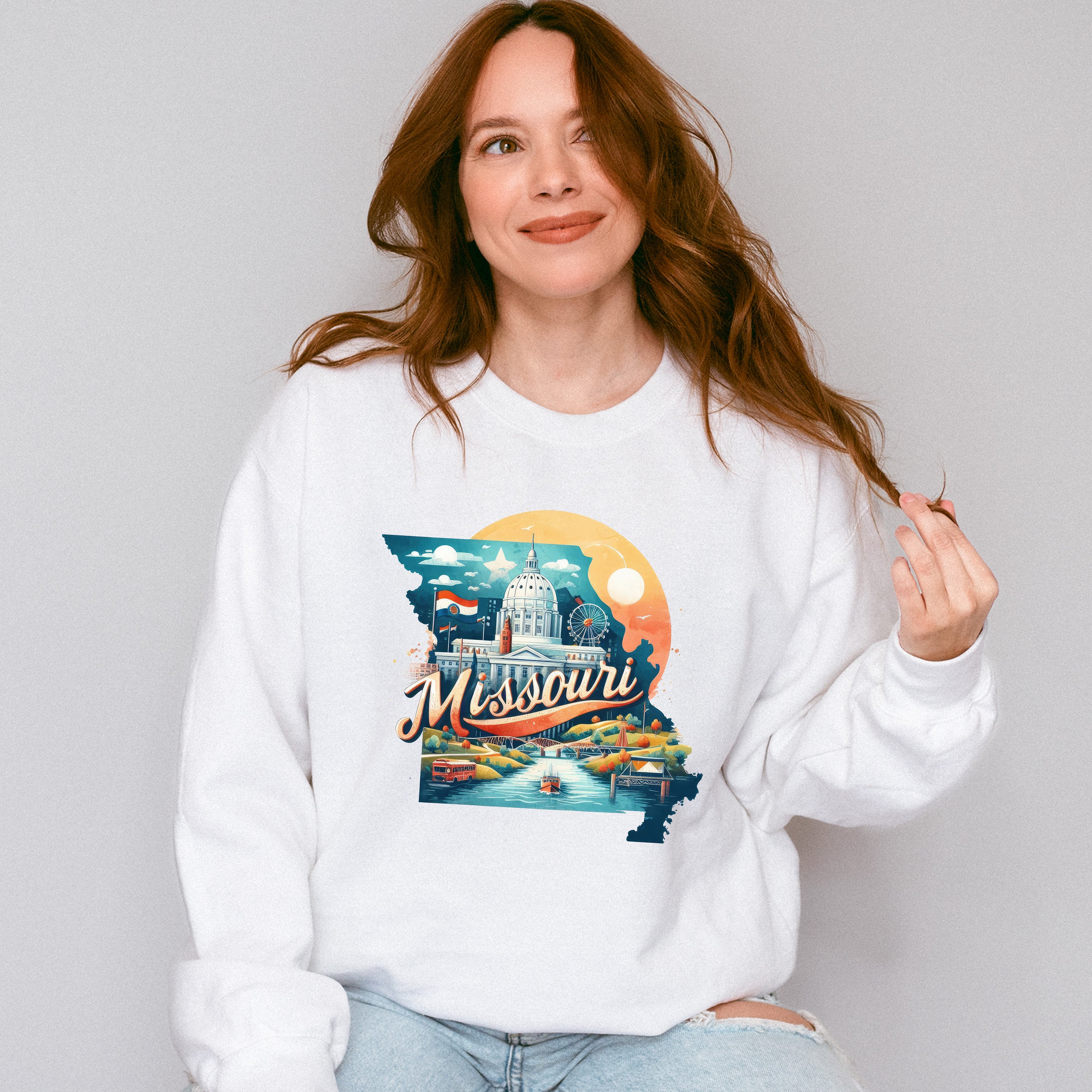Colorful Missouri Design - States &amp; Cities Unisex Crewneck T-Shirt Sweatshirt Hoodie