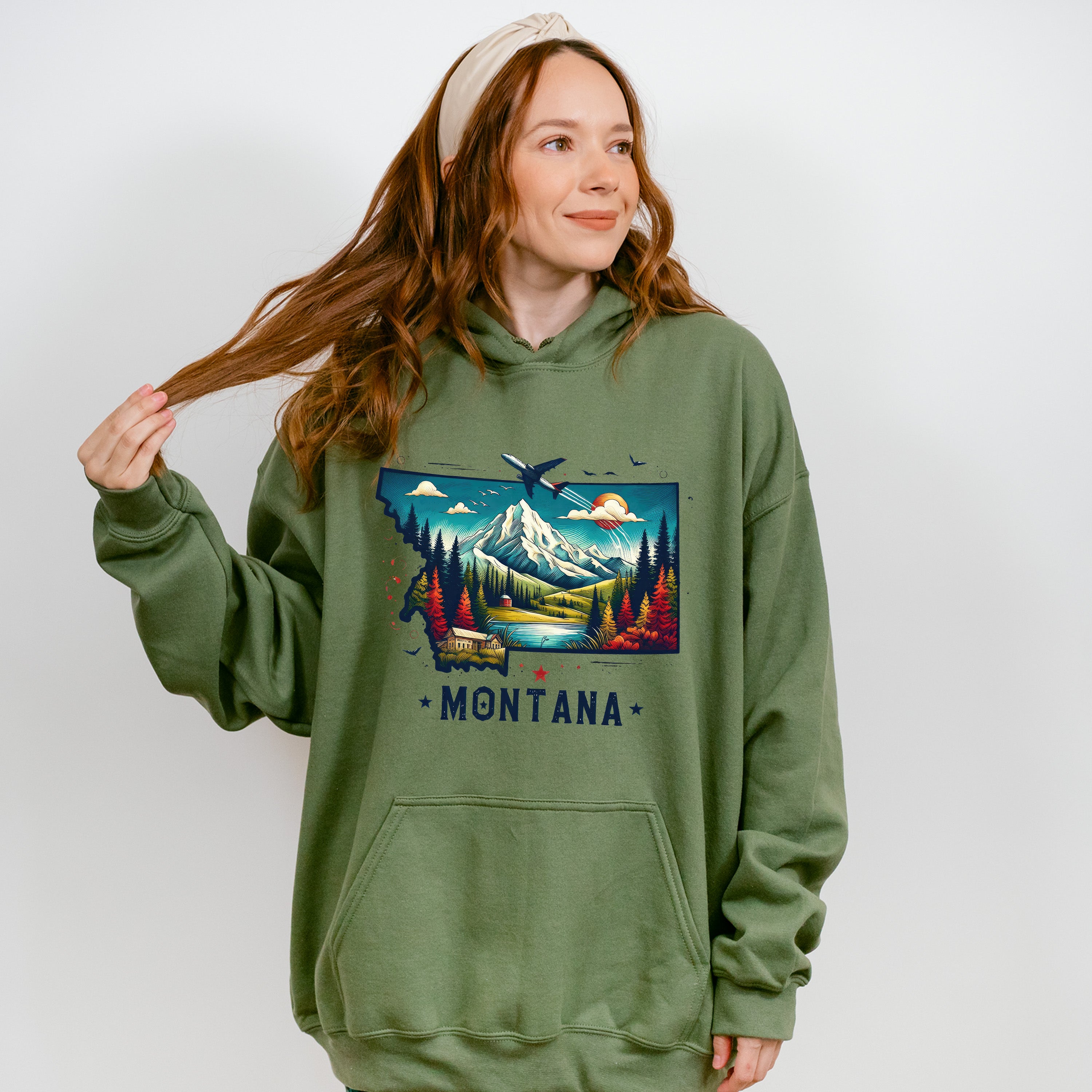 Colorful Montana Design - States &amp; Cities Unisex Crewneck T-Shirt Sweatshirt Hoodie