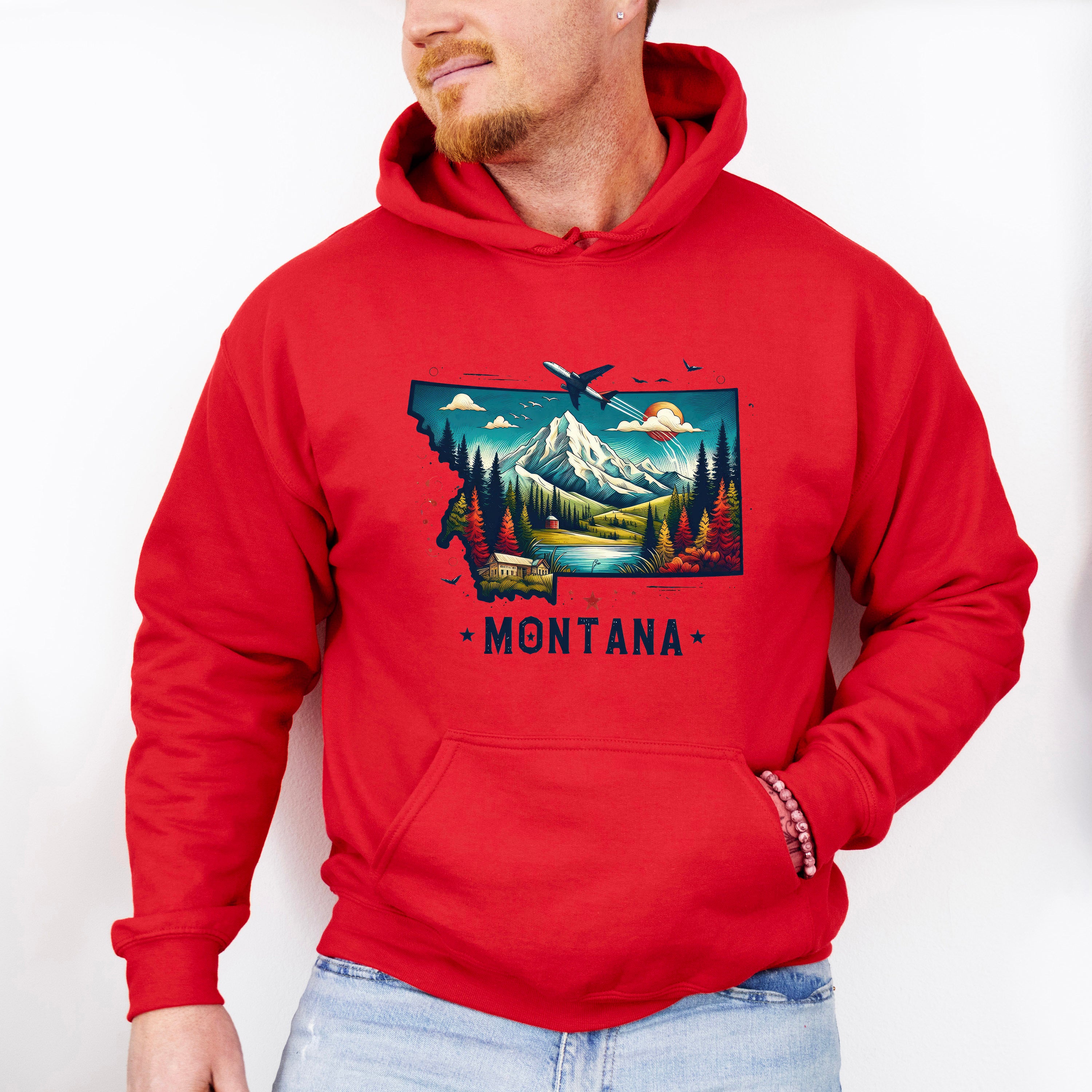 Colorful Montana Design - States &amp; Cities Unisex Crewneck T-Shirt Sweatshirt Hoodie
