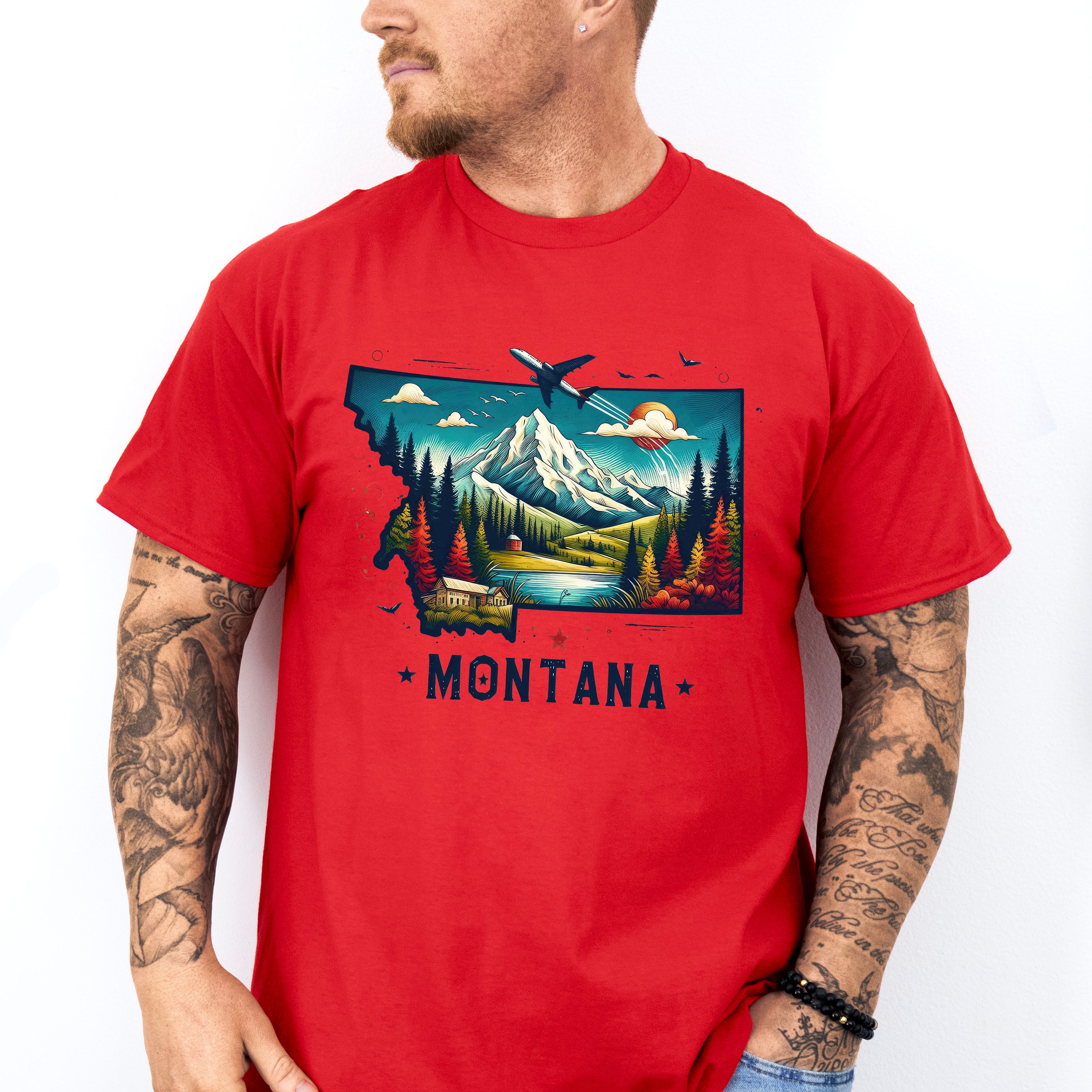 Colorful Montana Design - States &amp; Cities Unisex Crewneck T-Shirt Sweatshirt Hoodie