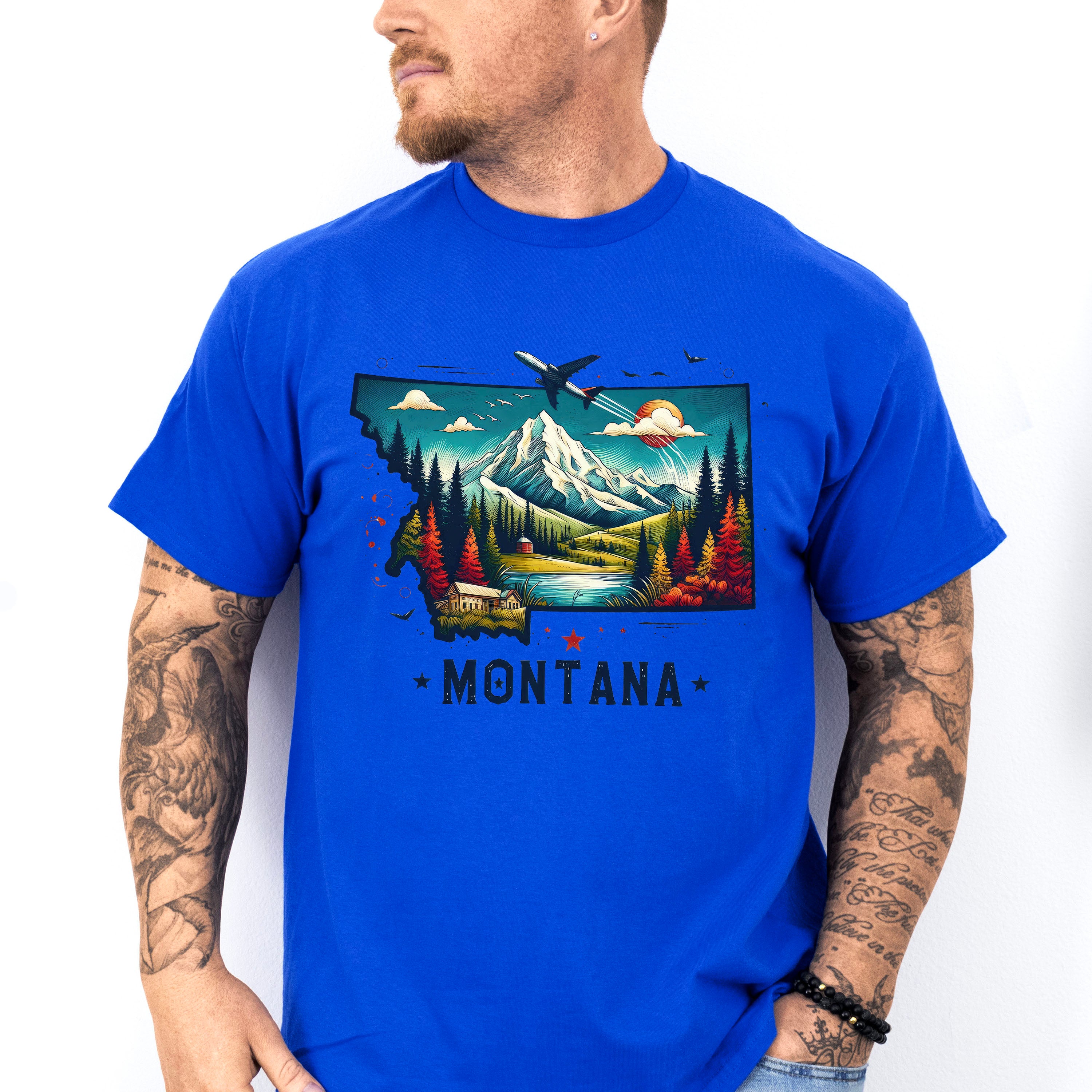 Colorful Montana Design - States &amp; Cities Unisex Crewneck T-Shirt Sweatshirt Hoodie