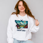 Colorful Montana Design - States & Cities Unisex Crewneck T-Shirt Sweatshirt Hoodie