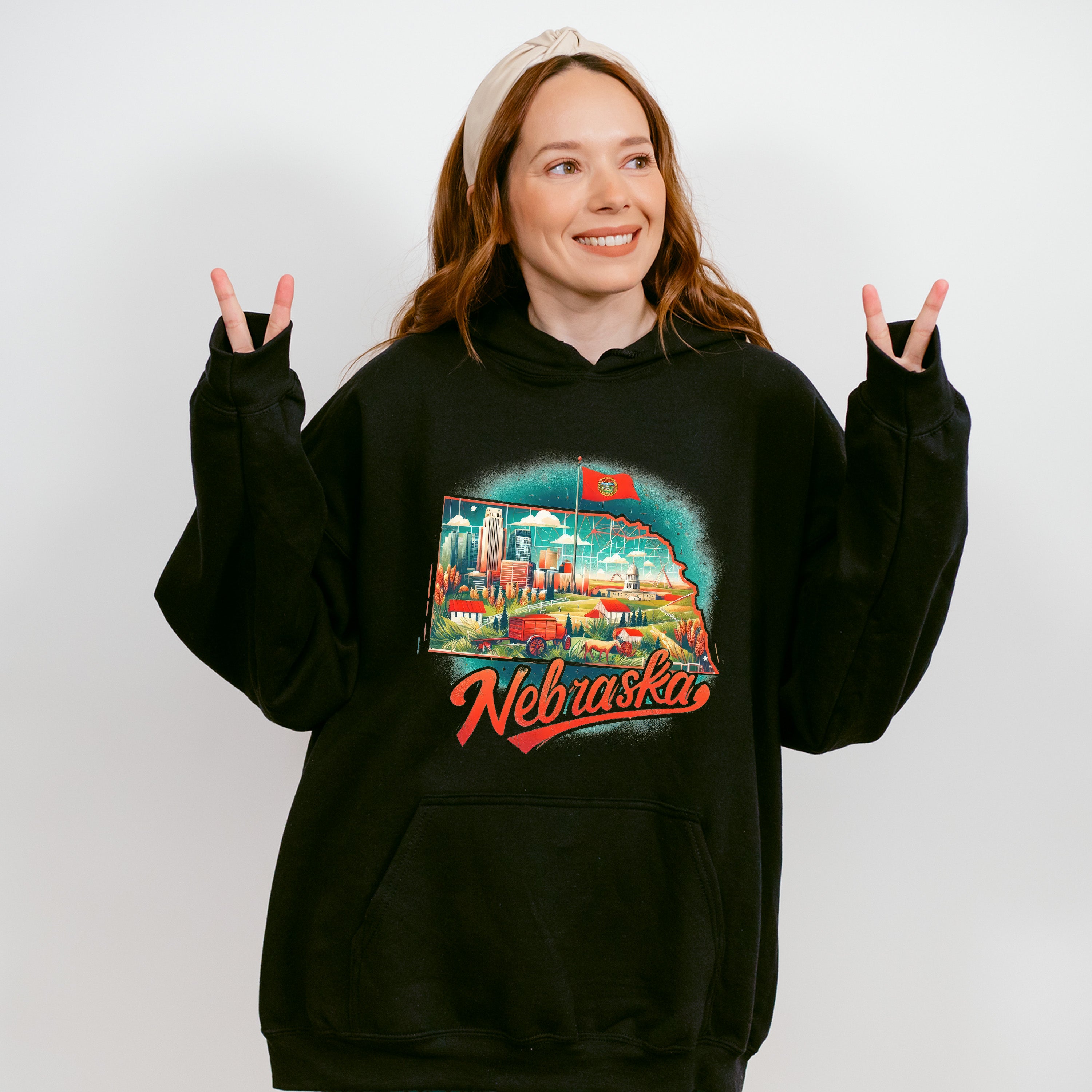 Colorful Nebraska Design - States &amp; Cities Unisex Crewneck T-Shirt Sweatshirt Hoodie
