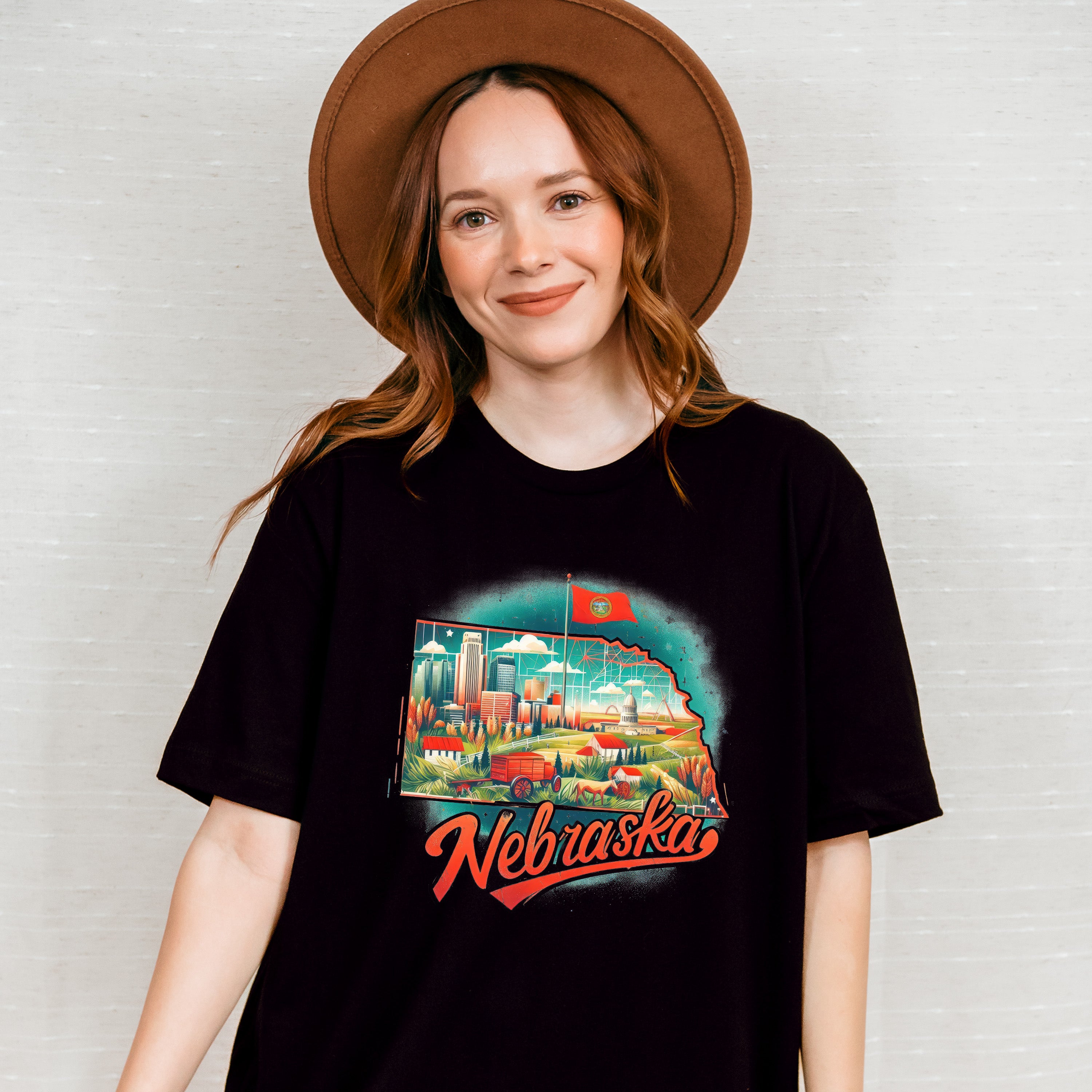 Colorful Nebraska Design - States &amp; Cities Unisex Crewneck T-Shirt Sweatshirt Hoodie