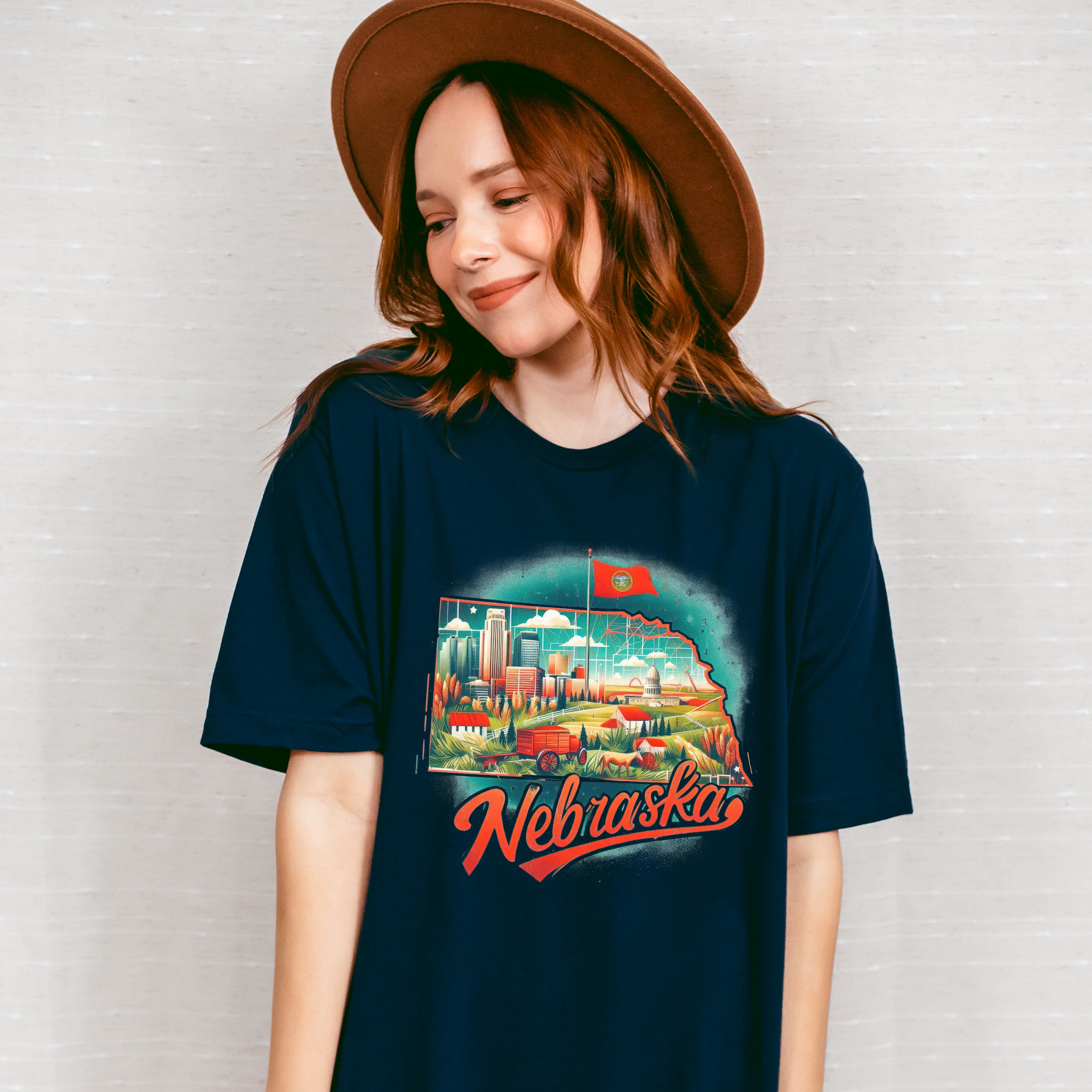 Colorful Nebraska Design - States &amp; Cities Unisex Crewneck T-Shirt Sweatshirt Hoodie