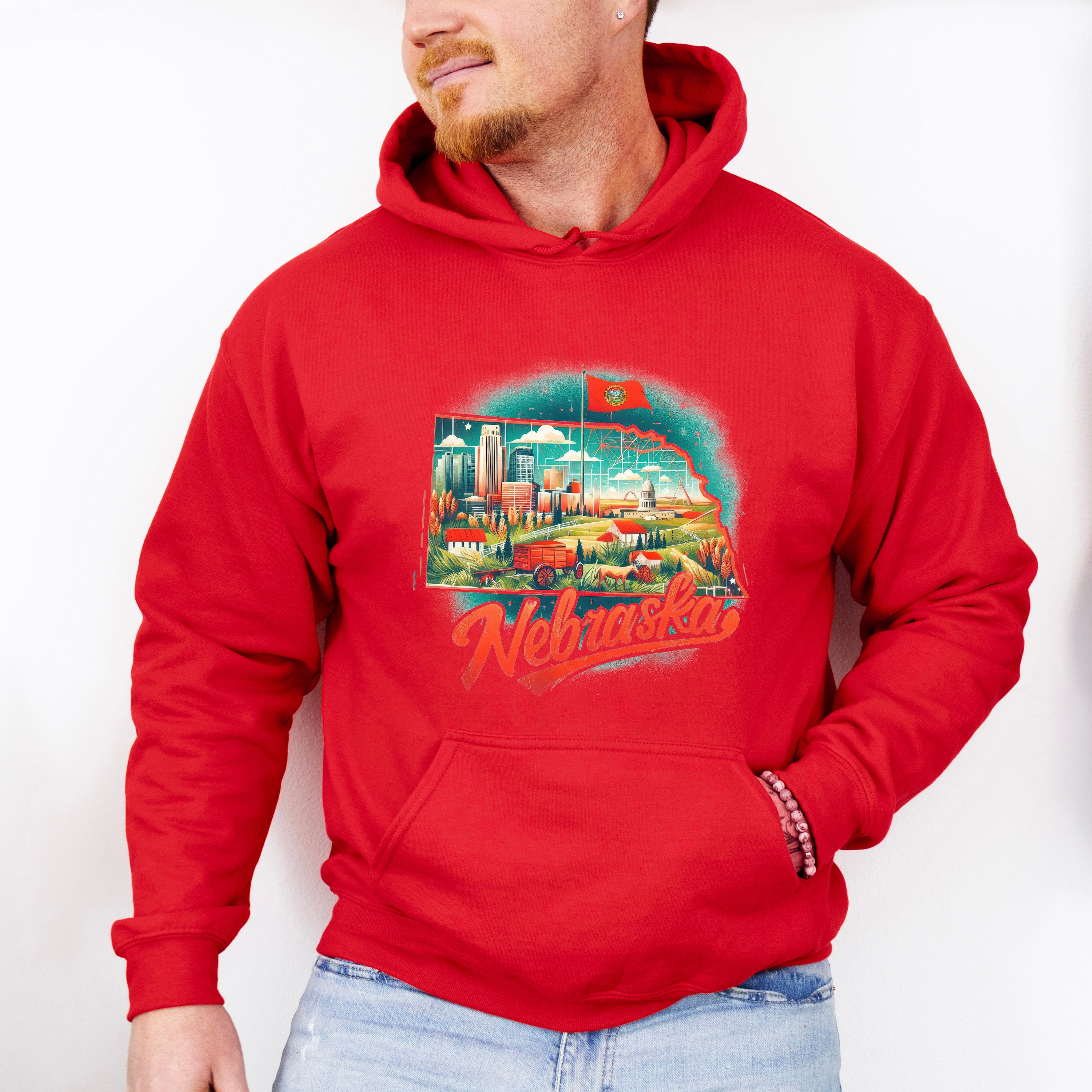 Colorful Nebraska Design - States &amp; Cities Unisex Crewneck T-Shirt Sweatshirt Hoodie