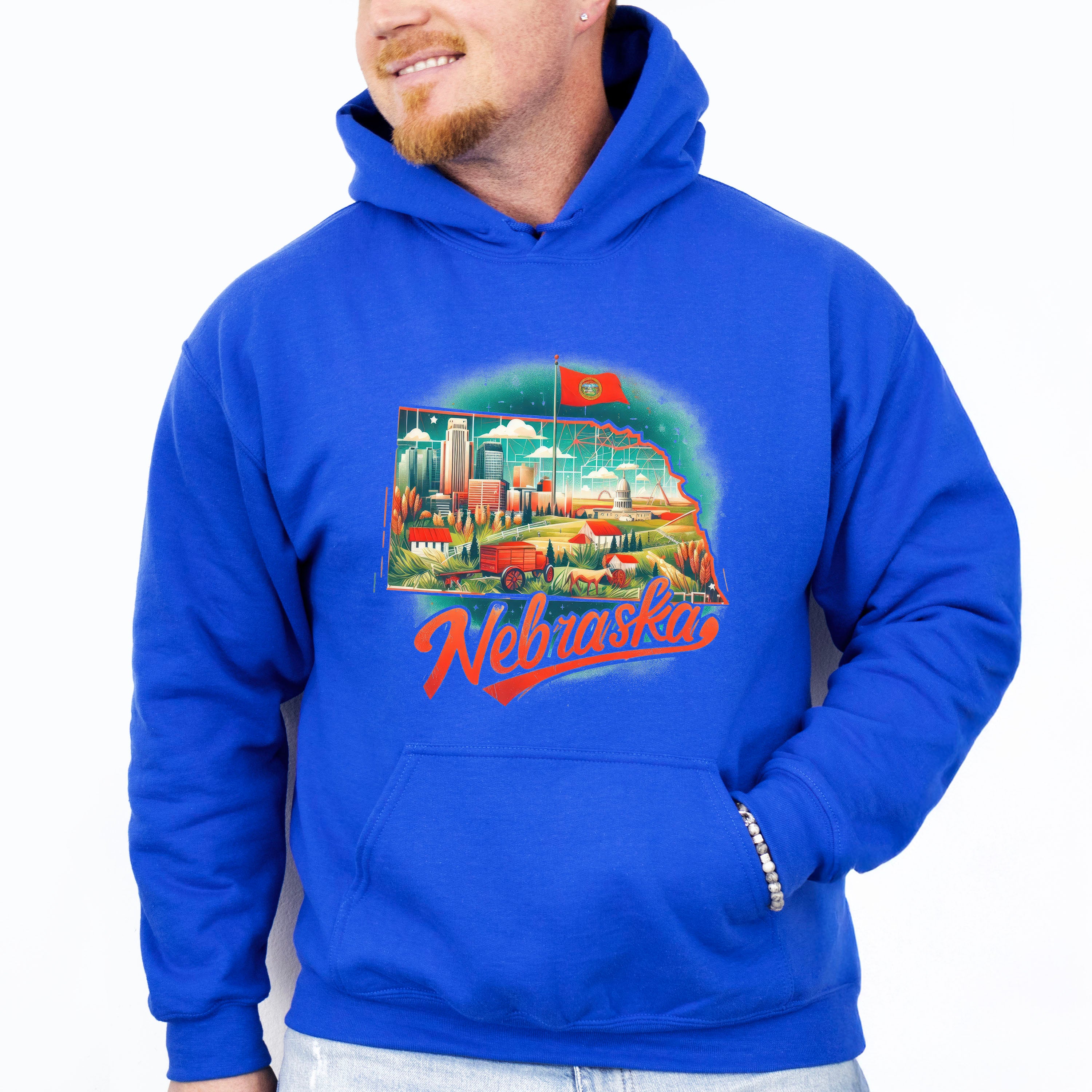Colorful Nebraska Design - States &amp; Cities Unisex Crewneck T-Shirt Sweatshirt Hoodie