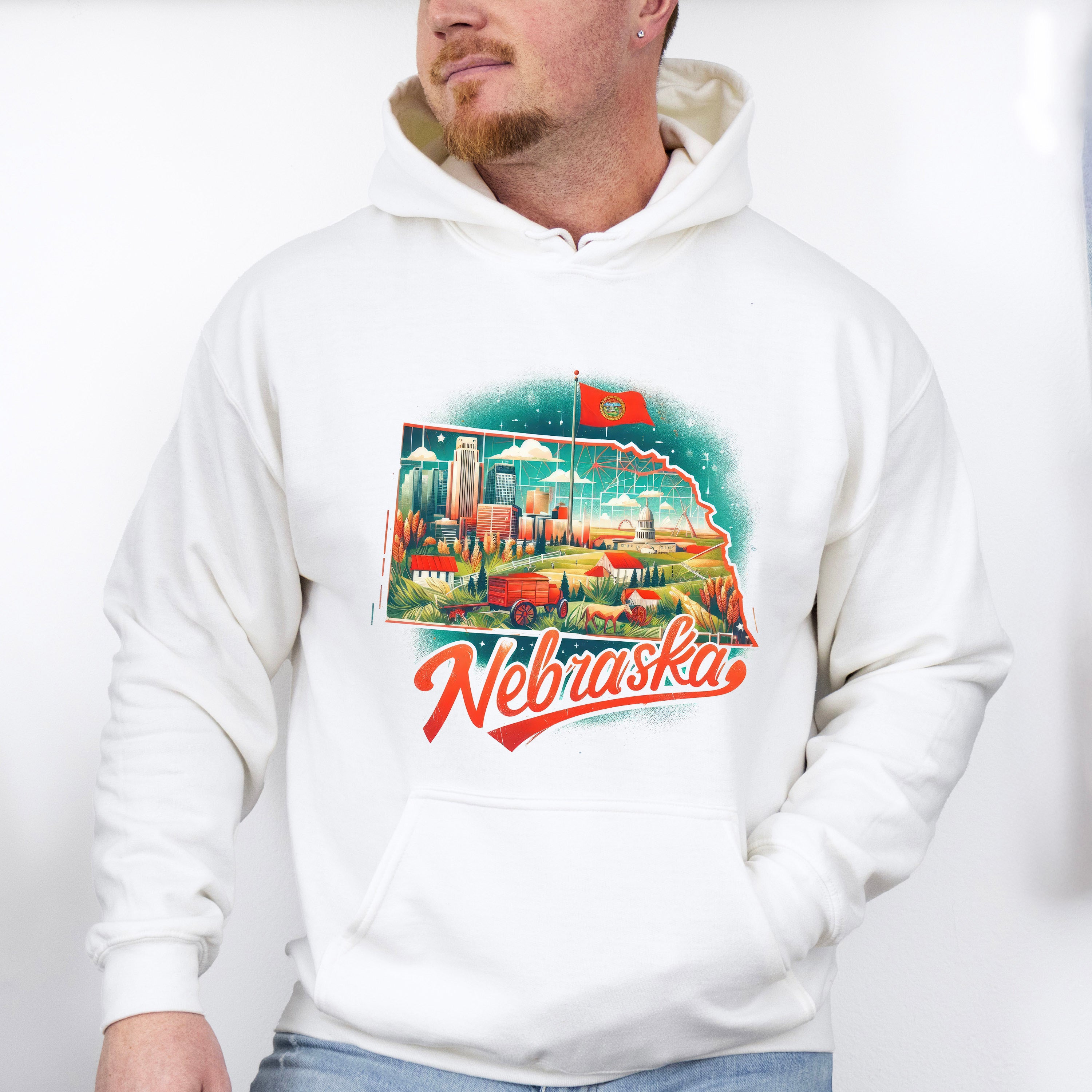Colorful Nebraska Design - States &amp; Cities Unisex Crewneck T-Shirt Sweatshirt Hoodie