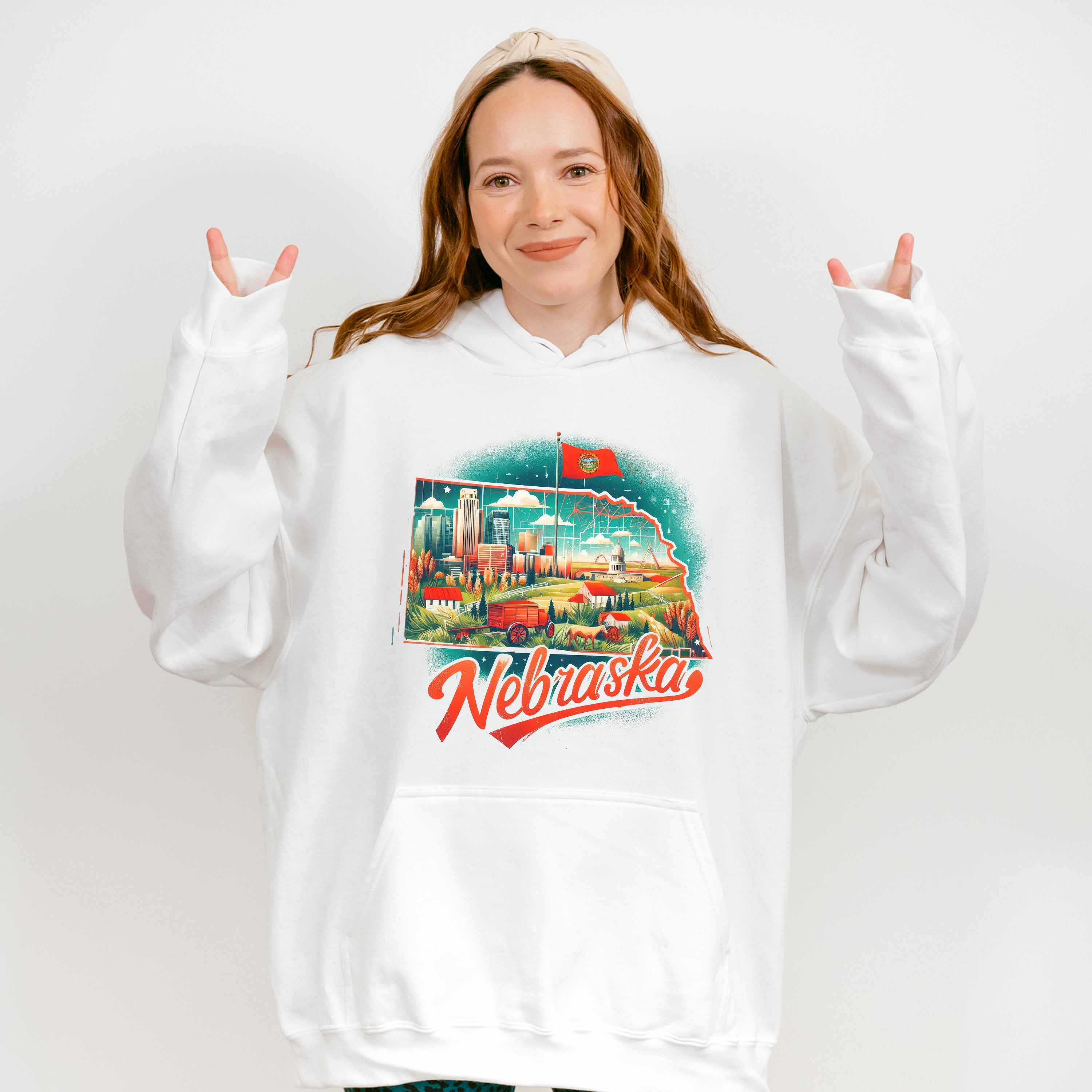 Colorful Nebraska Design - States &amp; Cities Unisex Crewneck T-Shirt Sweatshirt Hoodie