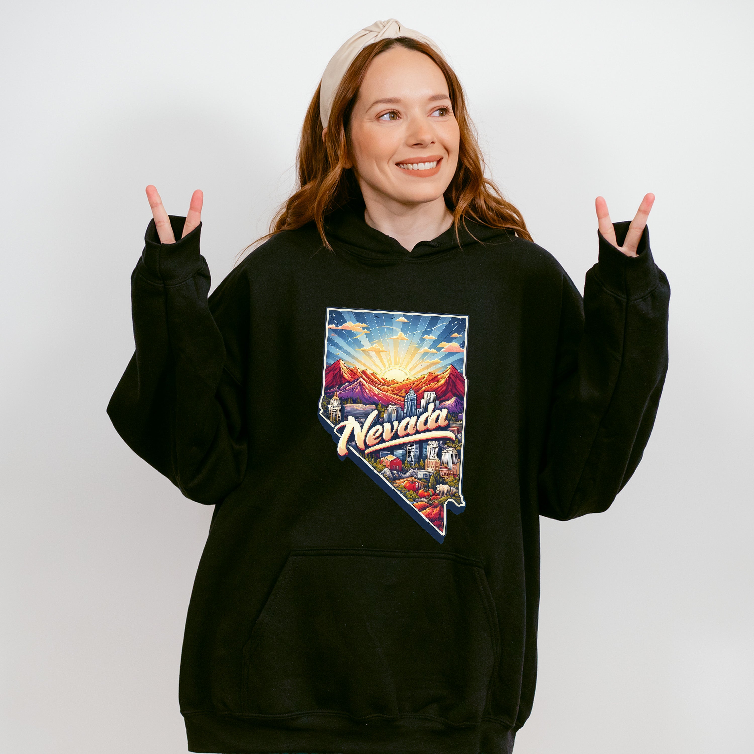 Colorful Nevada Design - States &amp; Cities Unisex Crewneck T-Shirt Sweatshirt Hoodie