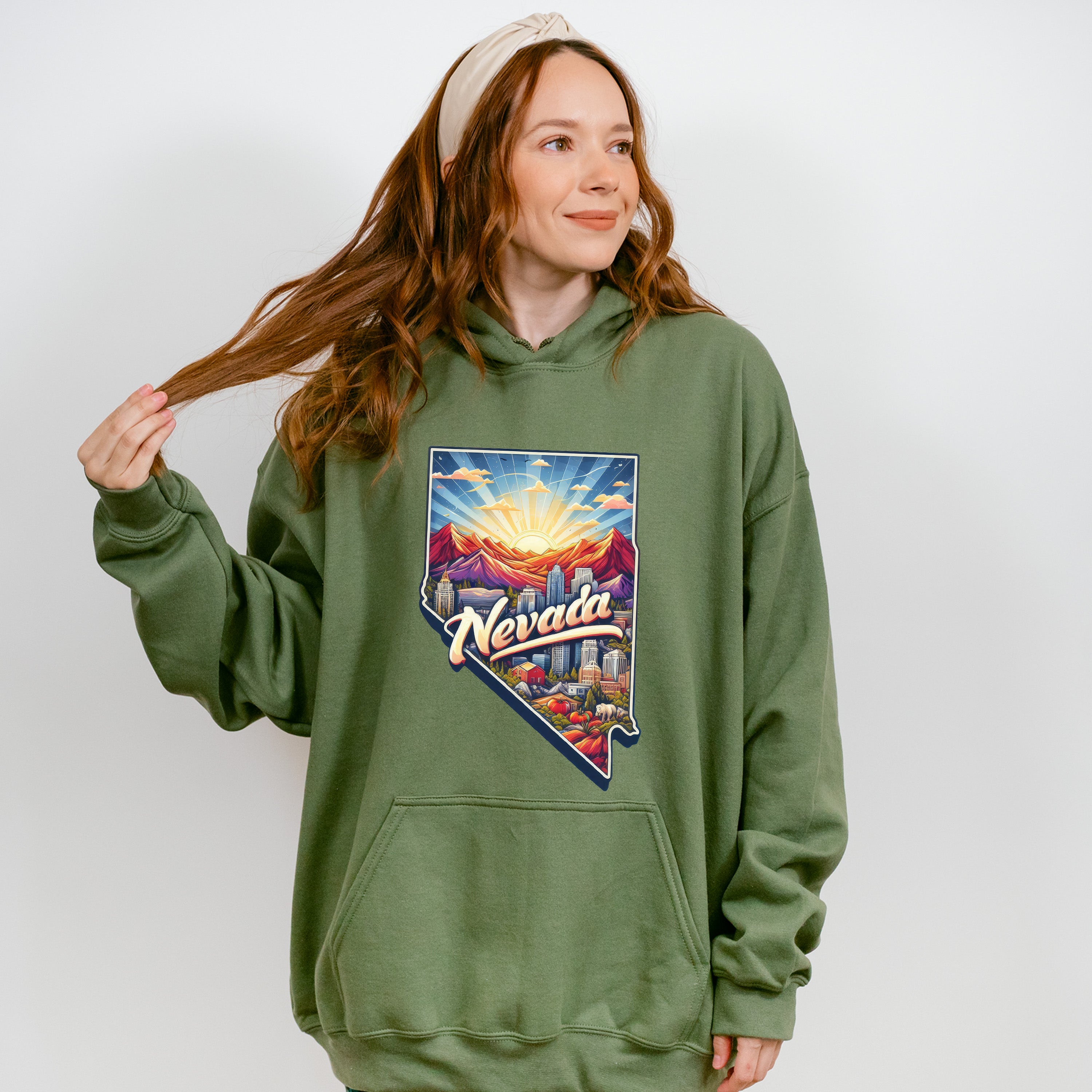 Colorful Nevada Design - States &amp; Cities Unisex Crewneck T-Shirt Sweatshirt Hoodie