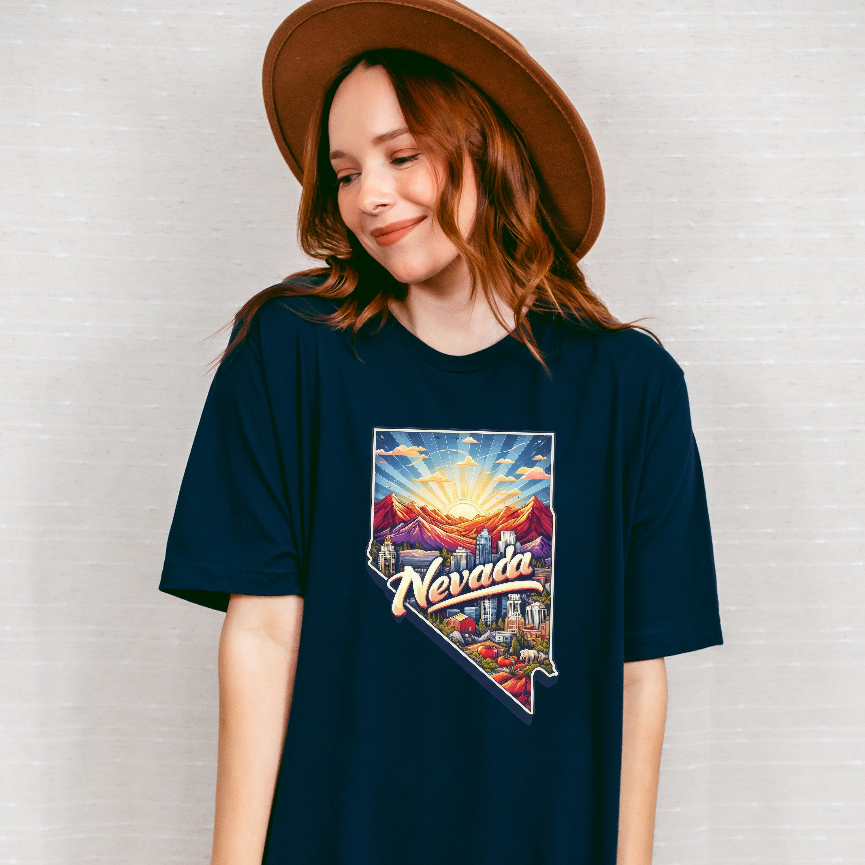 Colorful Nevada Design - States &amp; Cities Unisex Crewneck T-Shirt Sweatshirt Hoodie