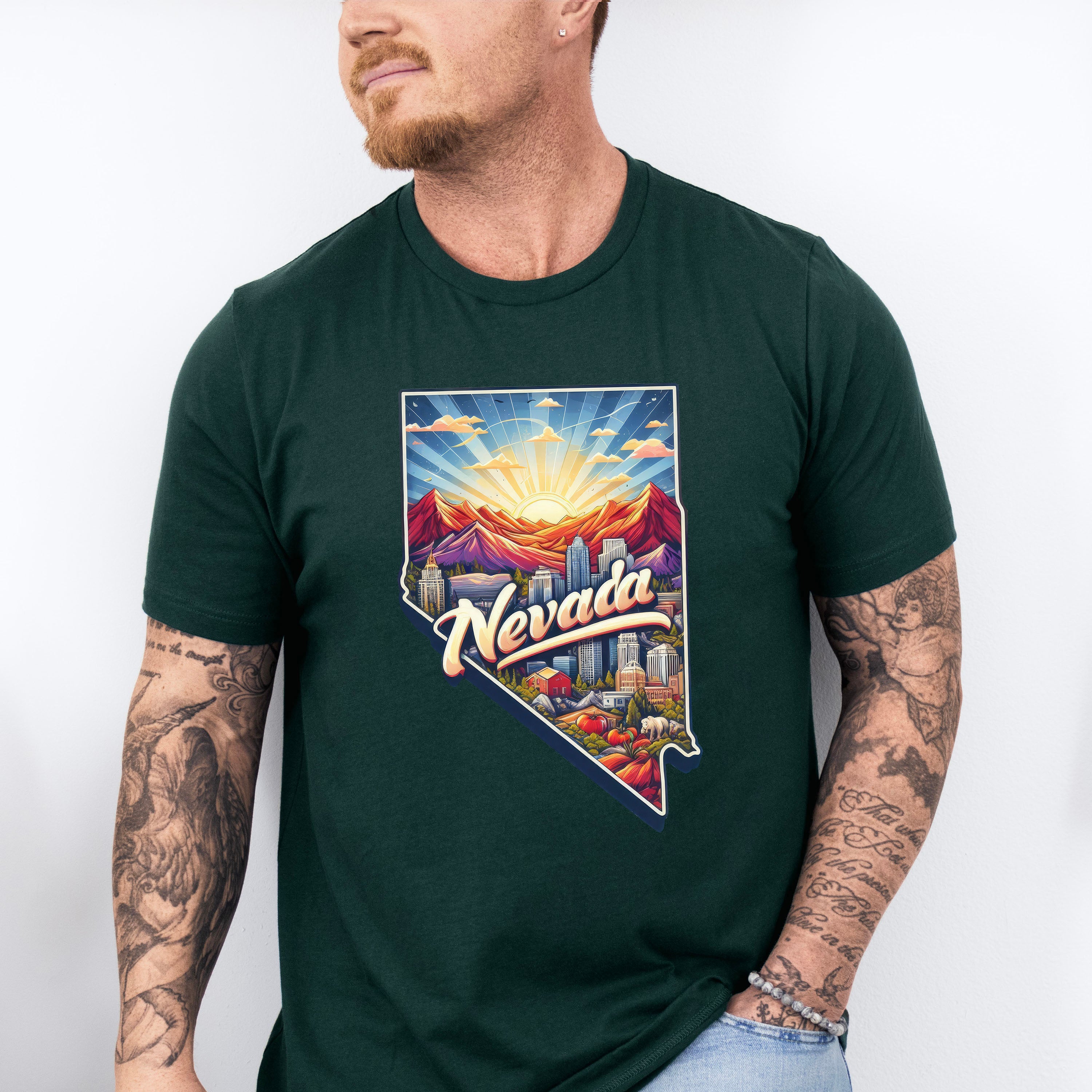 Colorful Nevada Design - States &amp; Cities Unisex Crewneck T-Shirt Sweatshirt Hoodie