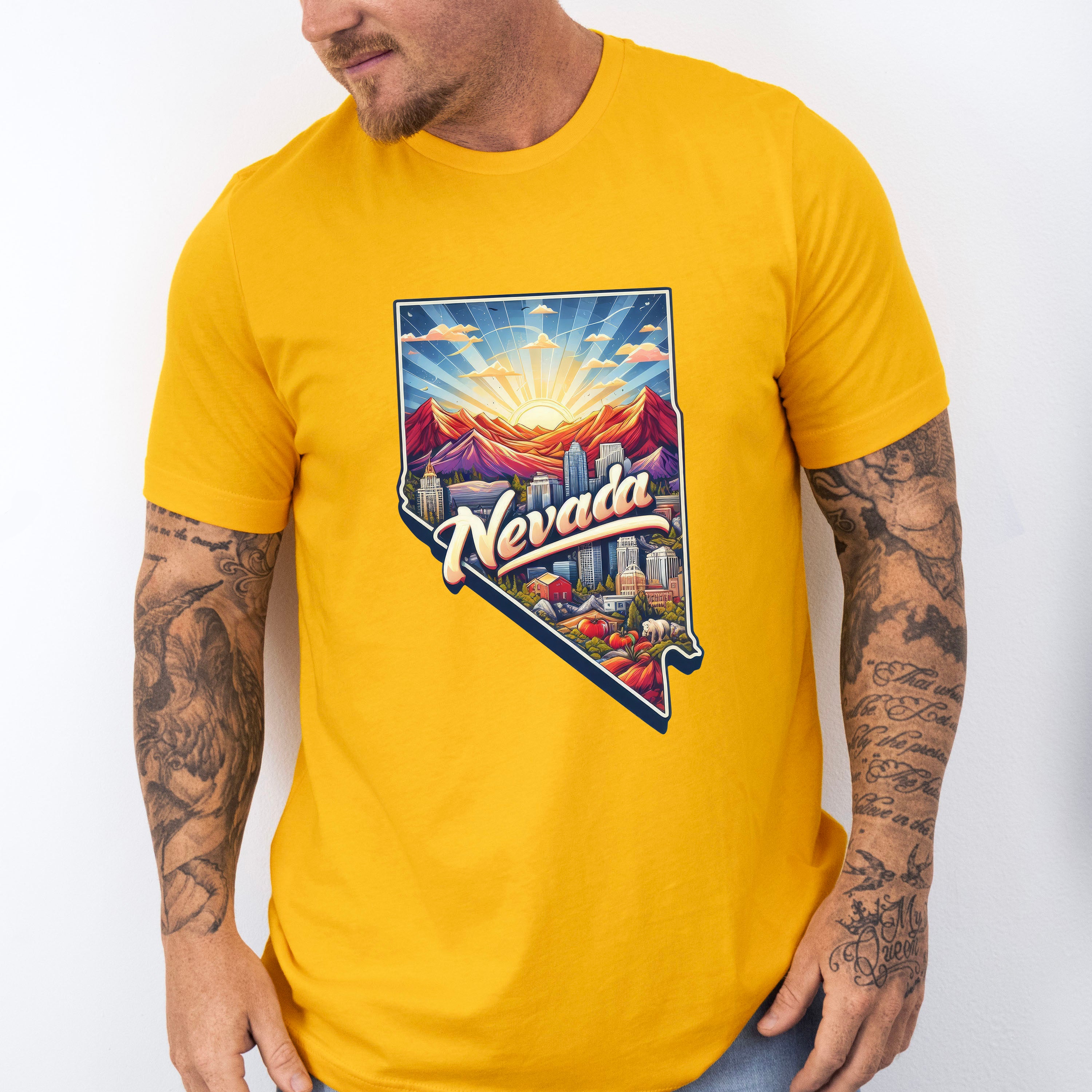 Colorful Nevada Design - States &amp; Cities Unisex Crewneck T-Shirt Sweatshirt Hoodie