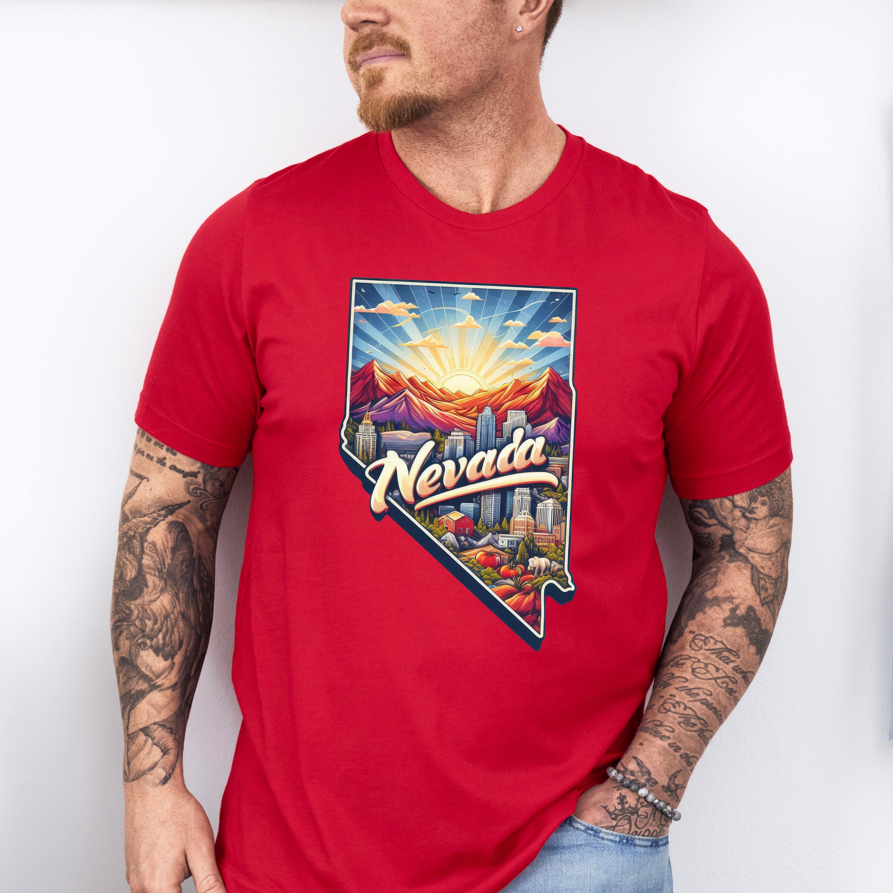 Colorful Nevada Design - States &amp; Cities Unisex Crewneck T-Shirt Sweatshirt Hoodie