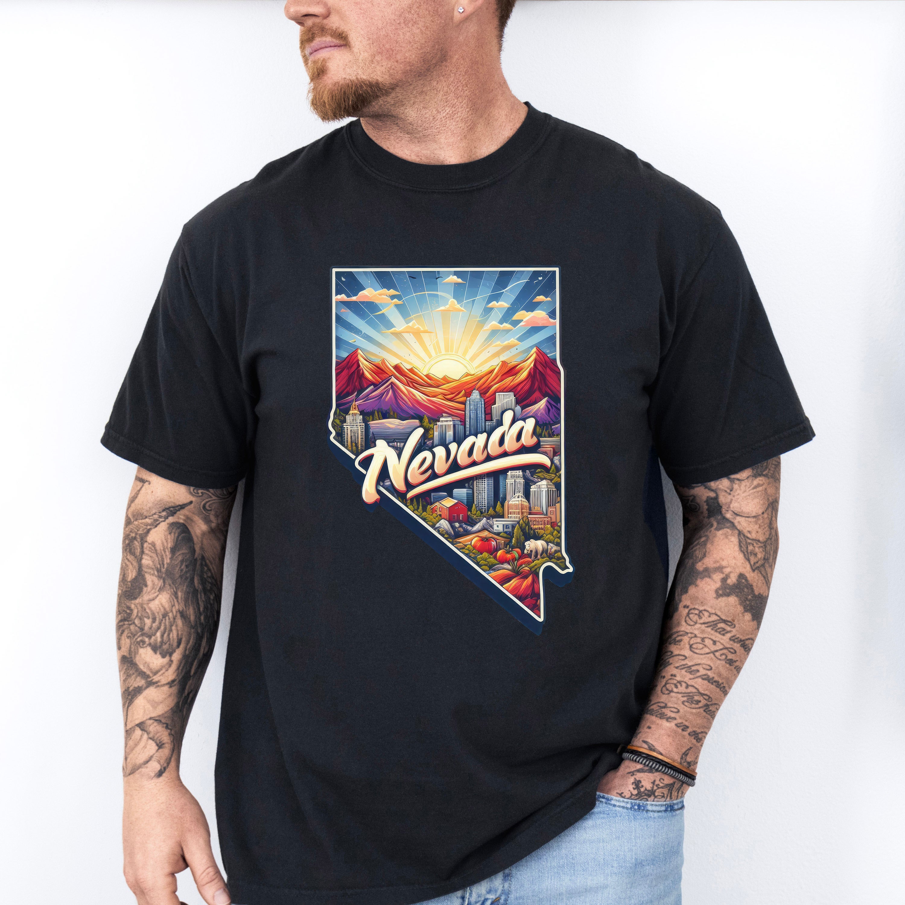 Colorful Nevada Design - States &amp; Cities Unisex Crewneck T-Shirt Sweatshirt Hoodie