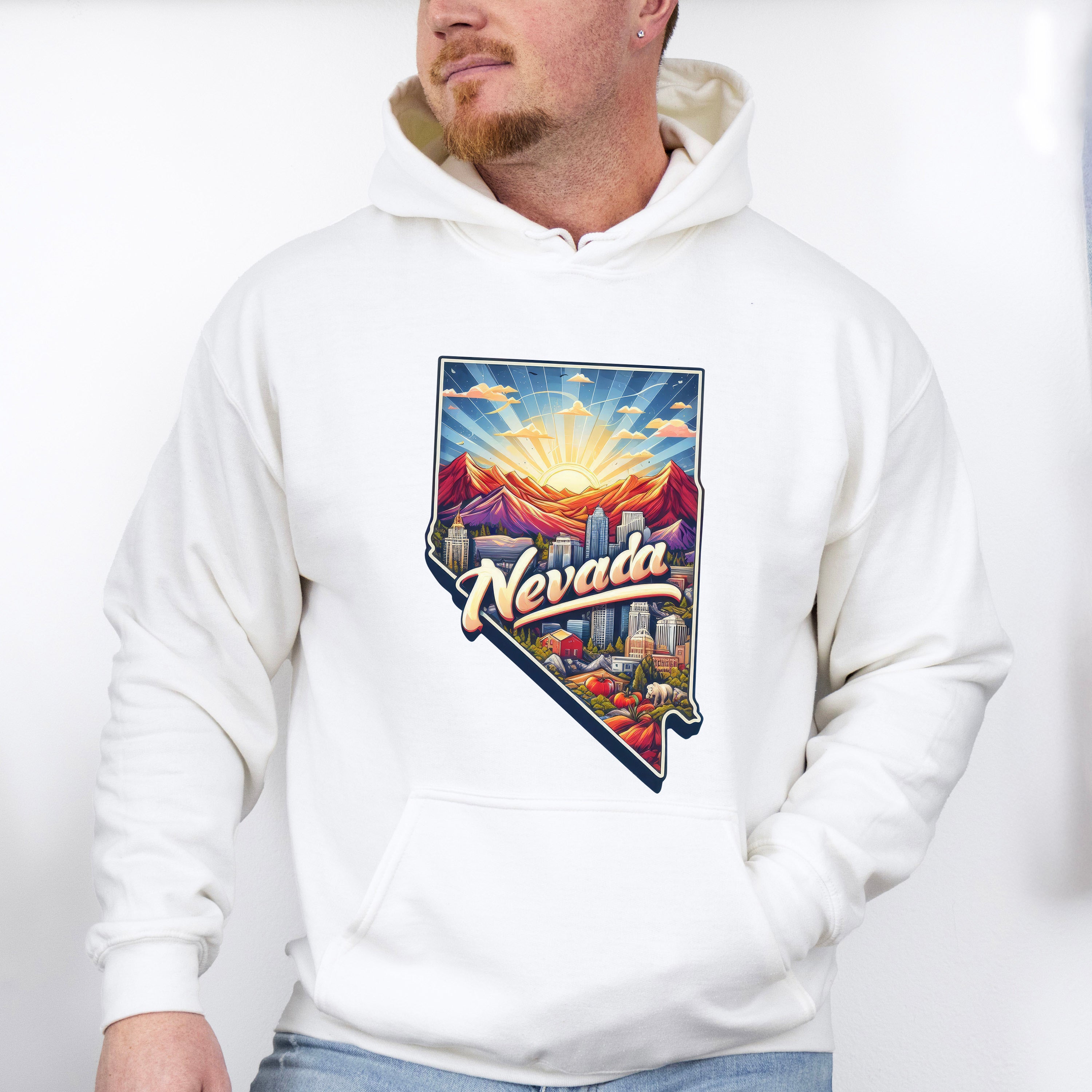 Colorful Nevada Design - States &amp; Cities Unisex Crewneck T-Shirt Sweatshirt Hoodie