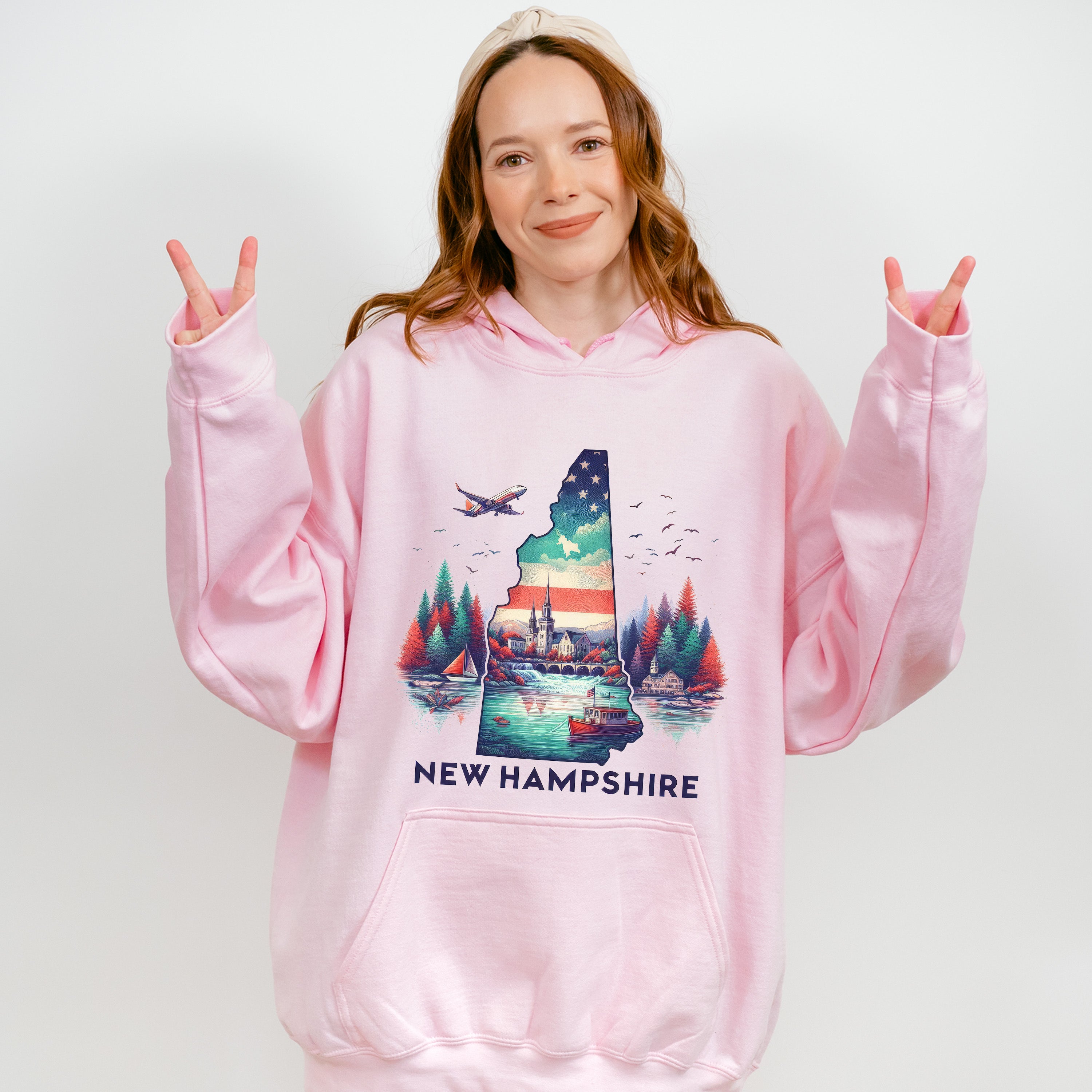 Colorful New Hampshire Design - States &amp; Cities Unisex Crewneck T-Shirt Sweatshirt Hoodie