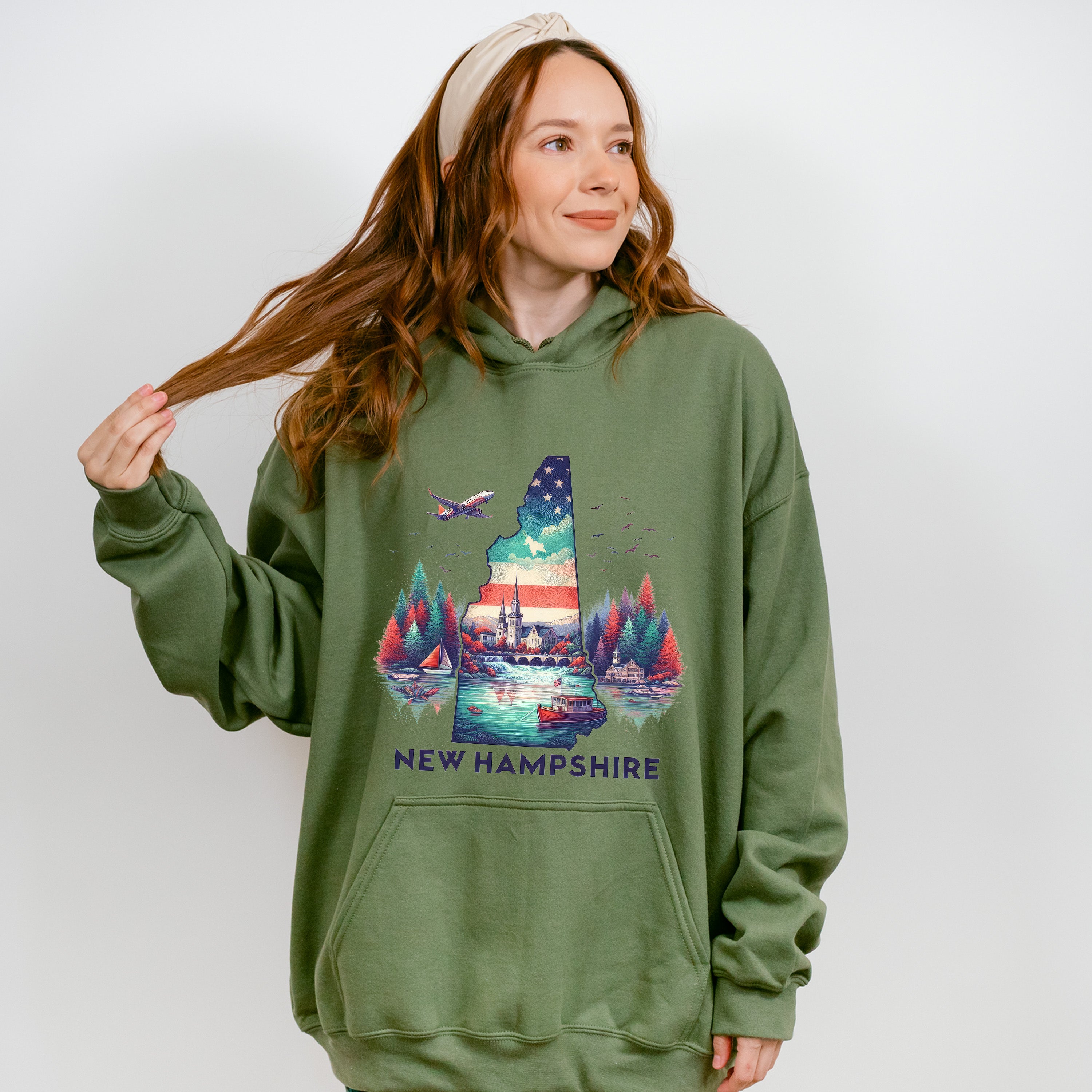 Colorful New Hampshire Design - States &amp; Cities Unisex Crewneck T-Shirt Sweatshirt Hoodie
