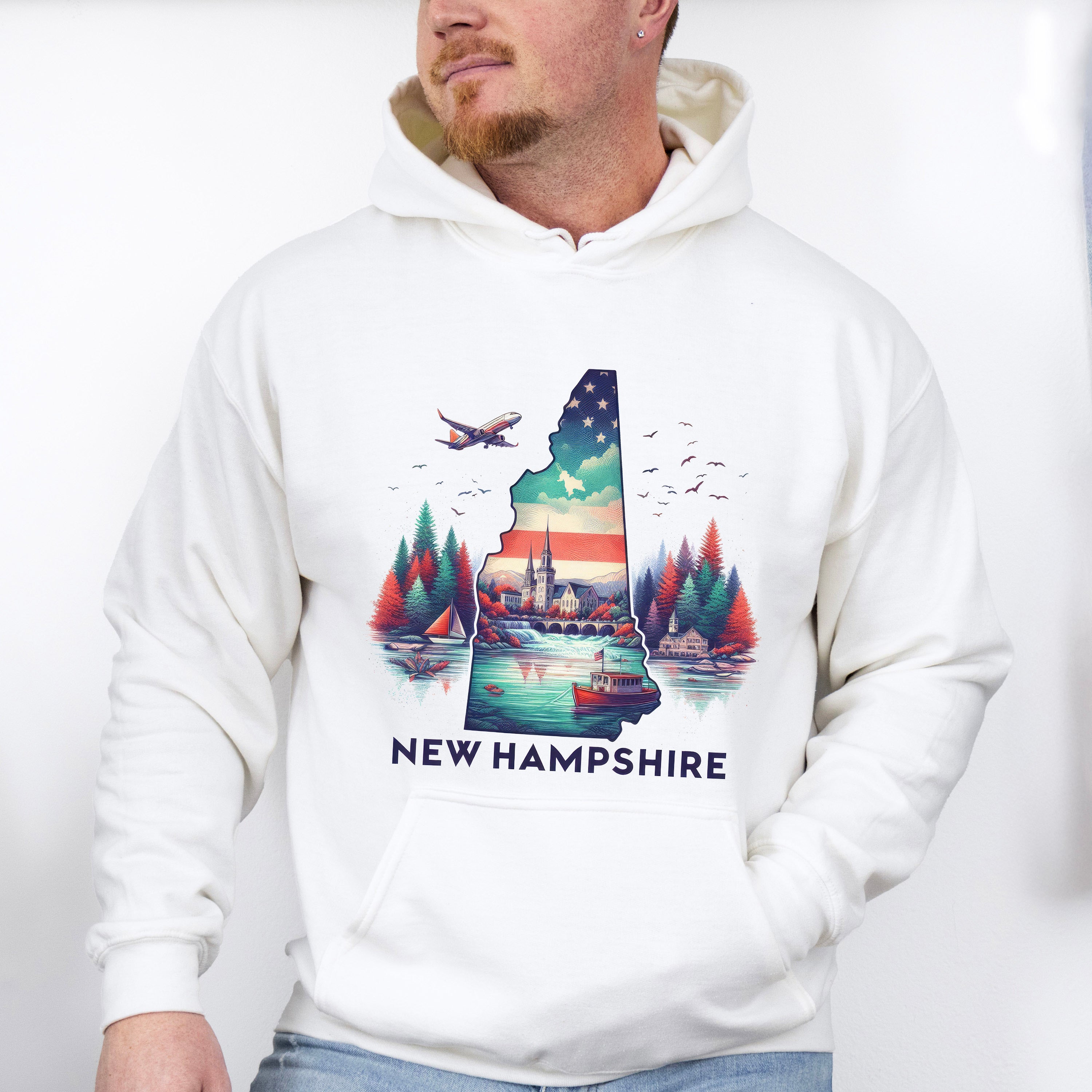 Colorful New Hampshire Design - States &amp; Cities Unisex Crewneck T-Shirt Sweatshirt Hoodie