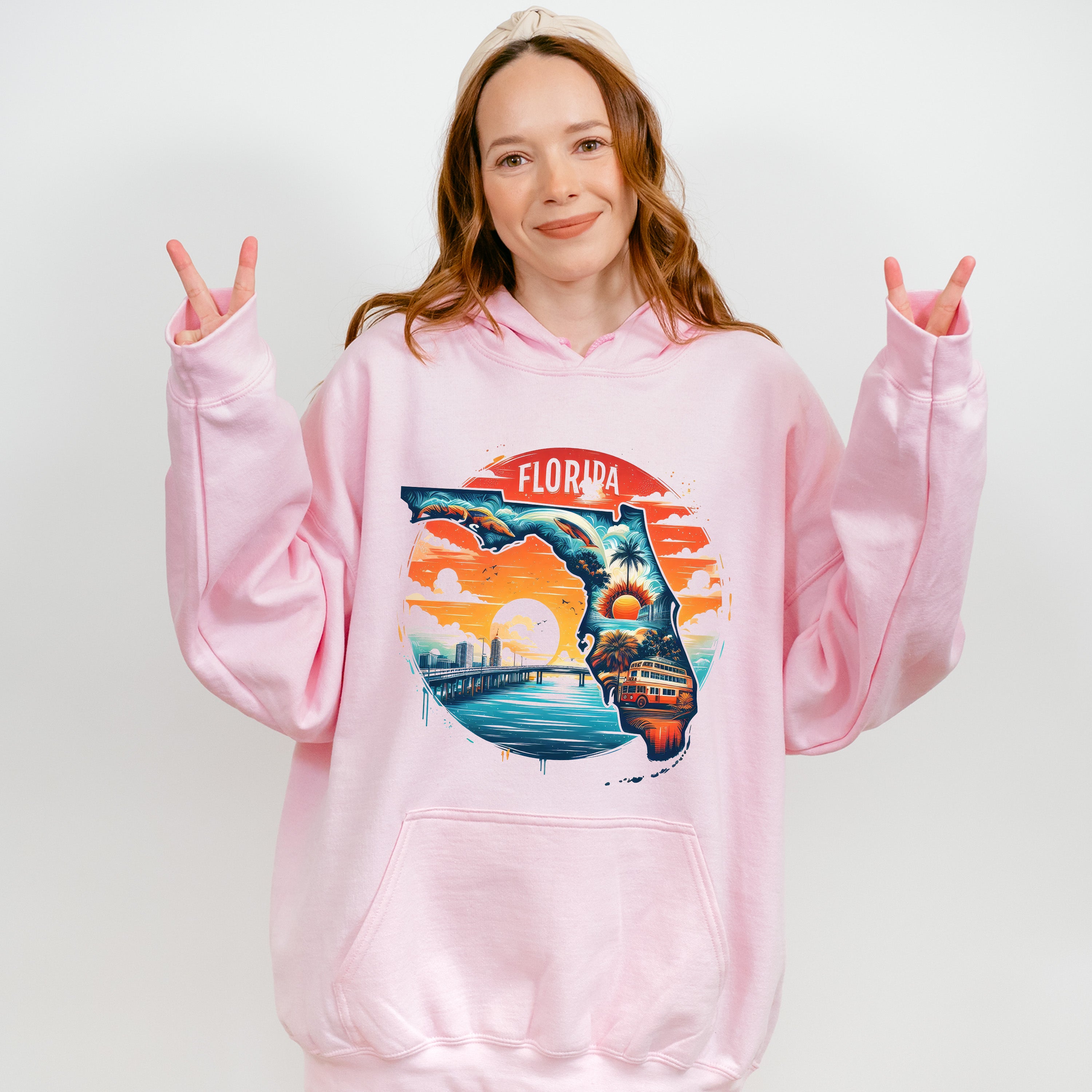 Colorful Florida Design - States &amp; Cities Unisex Crewneck T-Shirt Sweatshirt Hoodie