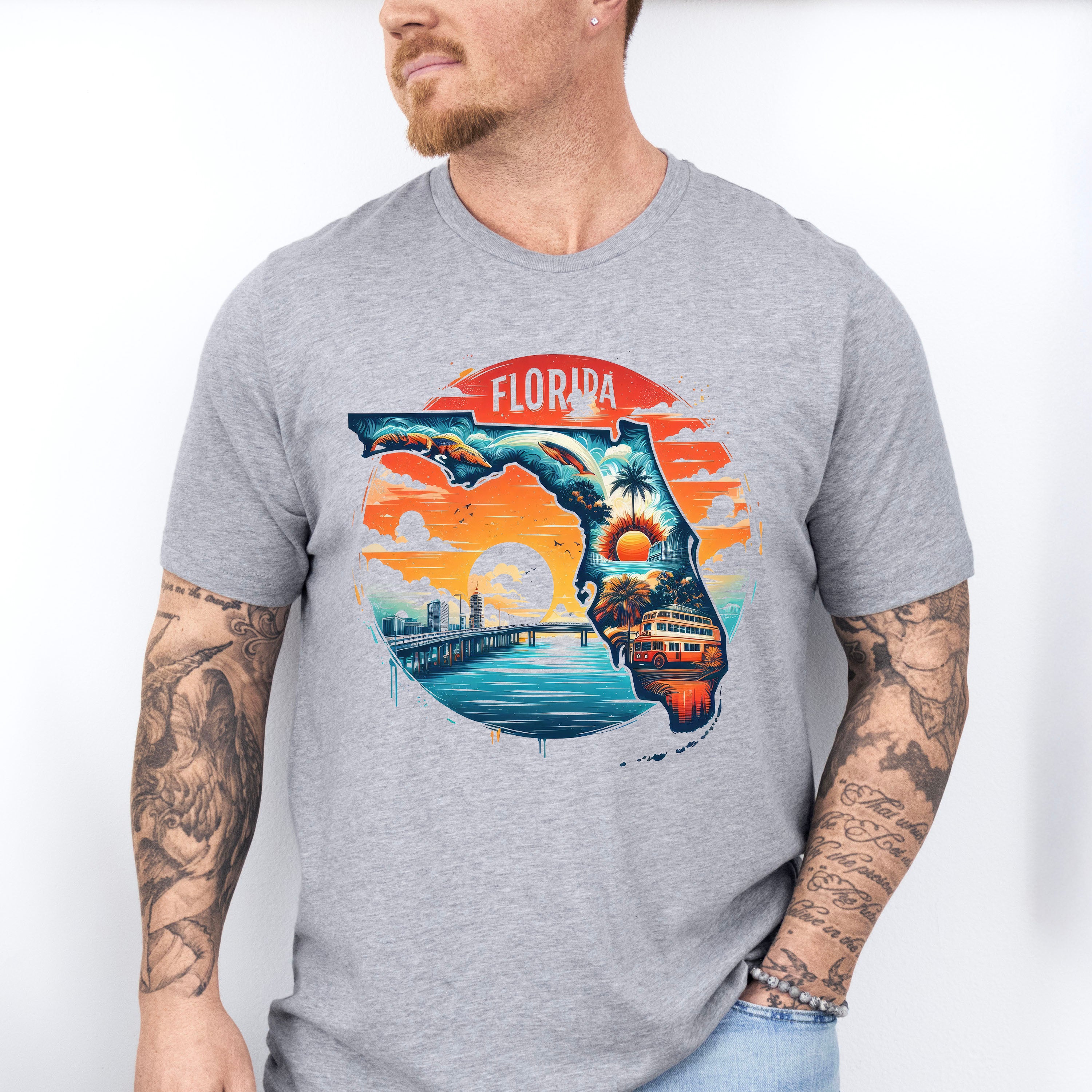 Colorful Florida Design - States &amp; Cities Unisex Crewneck T-Shirt Sweatshirt Hoodie