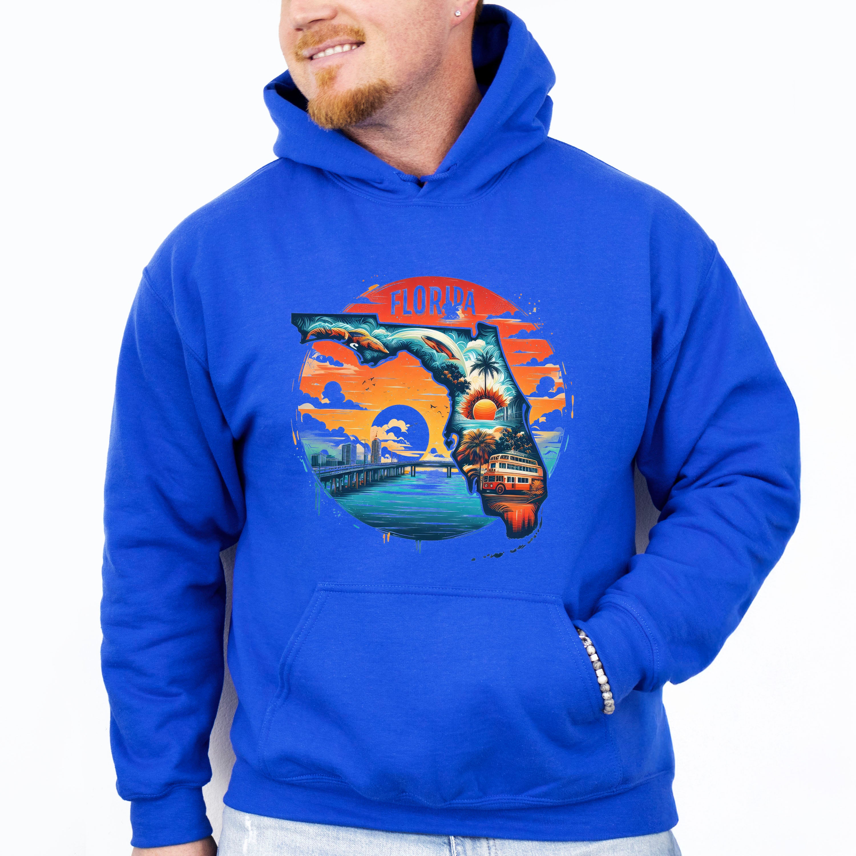 Colorful Florida Design - States &amp; Cities Unisex Crewneck T-Shirt Sweatshirt Hoodie