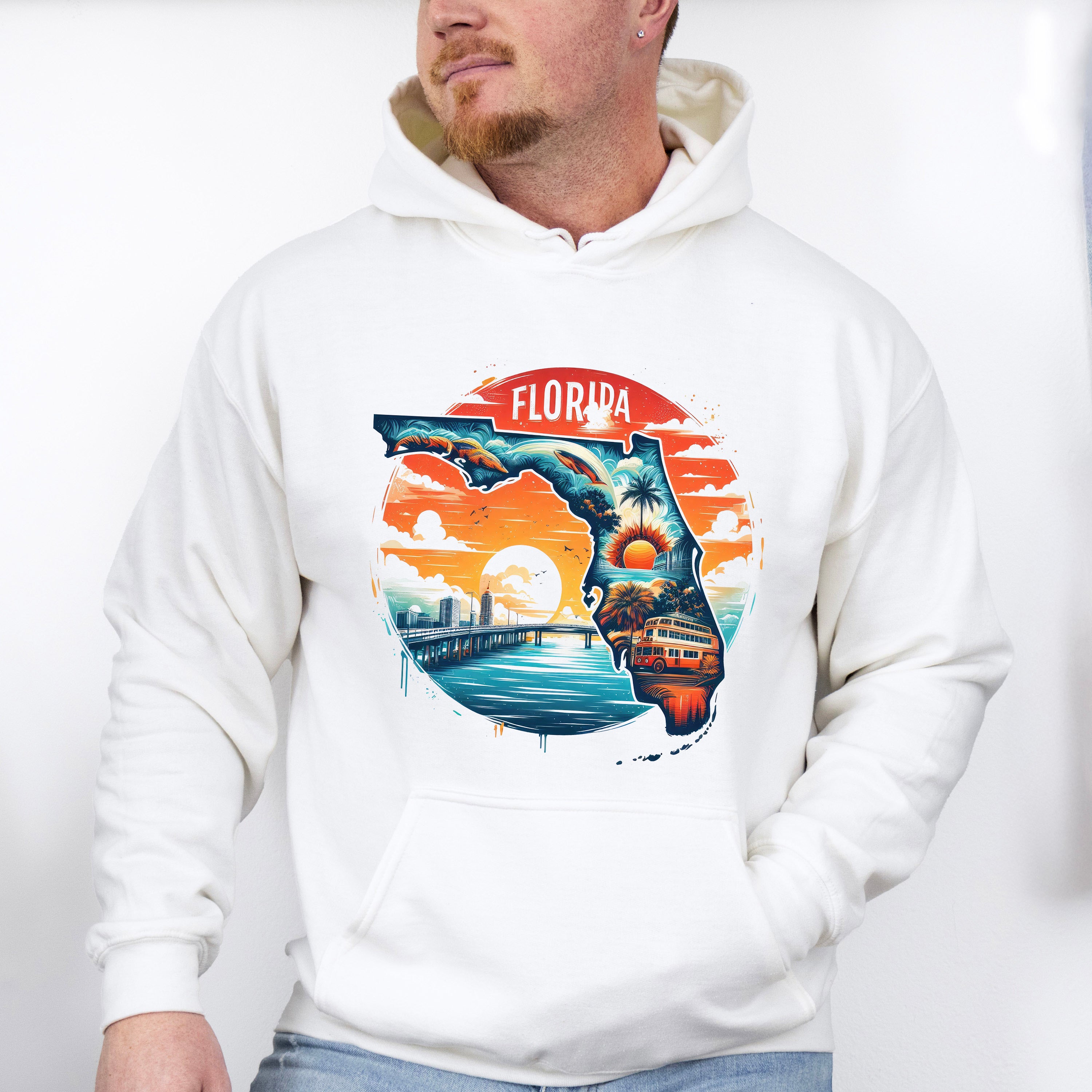 Colorful Florida Design - States &amp; Cities Unisex Crewneck T-Shirt Sweatshirt Hoodie