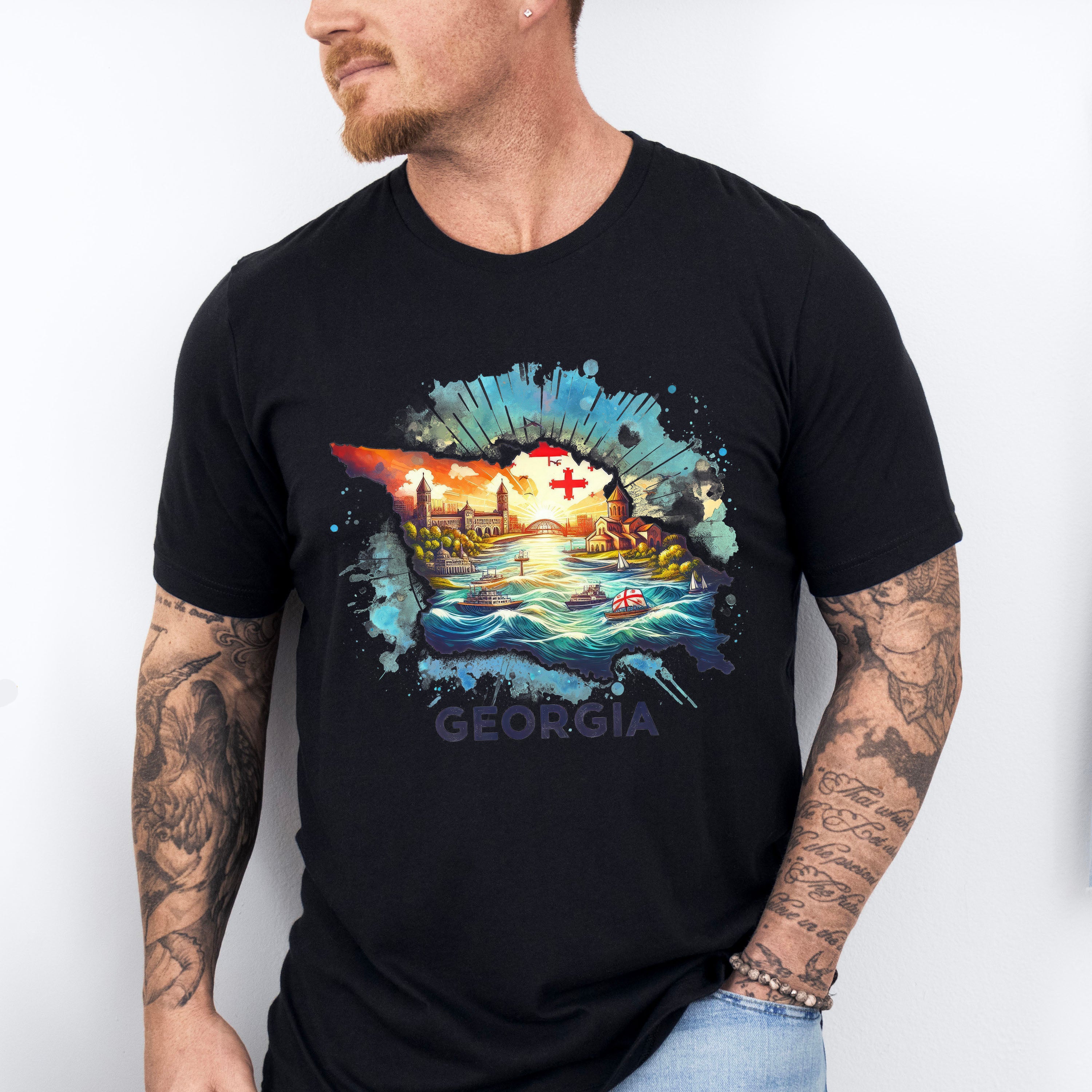 Colorful Georgia Design - States &amp; Cities Unisex Crewneck T-Shirt Sweatshirt Hoodie