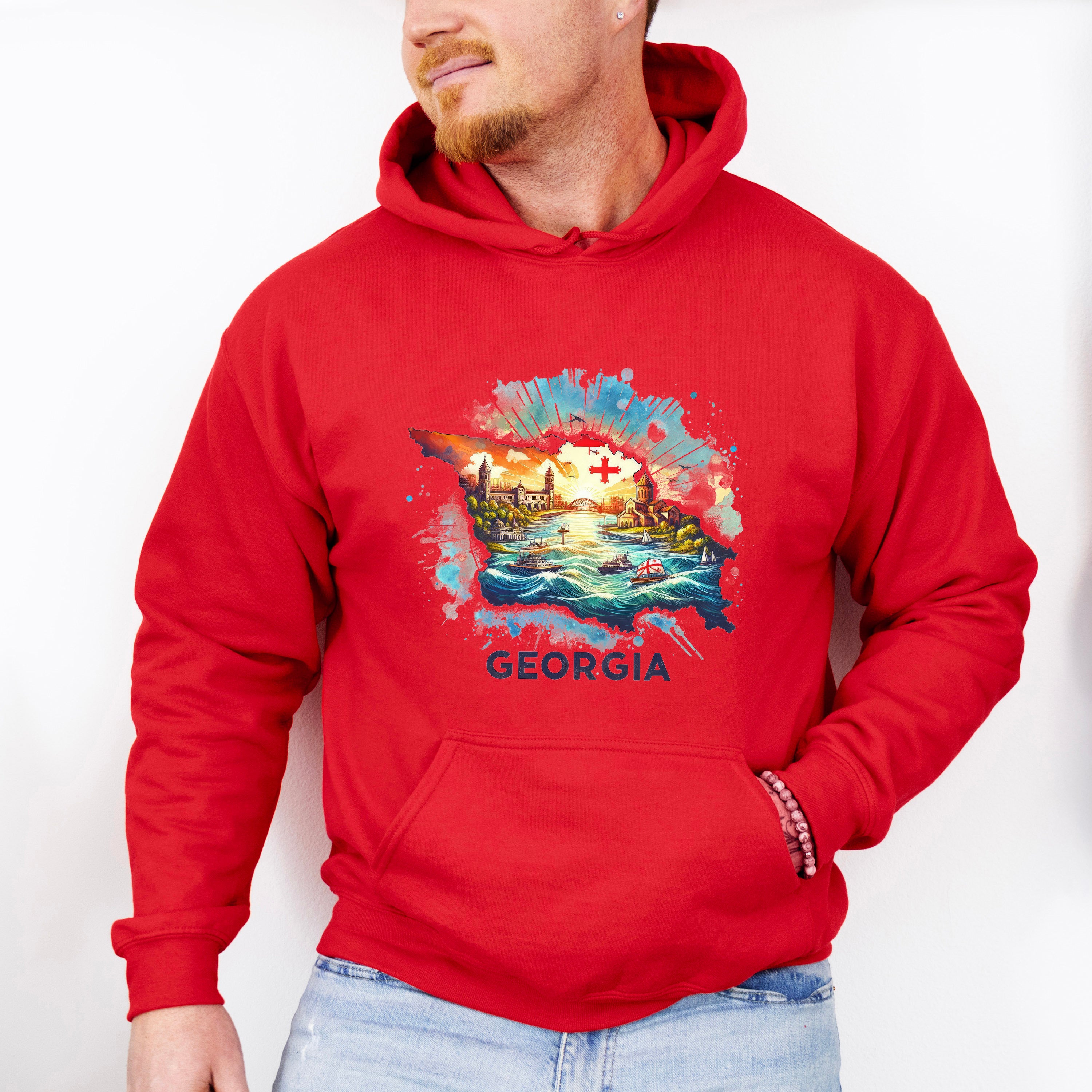 Colorful Georgia Design - States &amp; Cities Unisex Crewneck T-Shirt Sweatshirt Hoodie