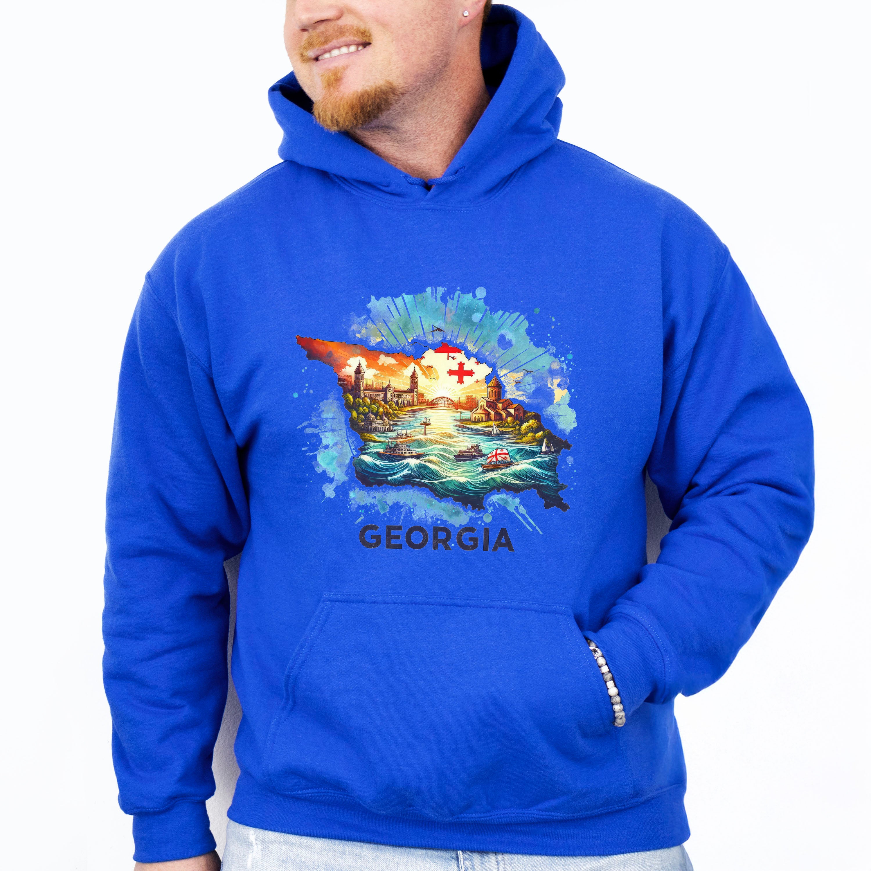 Colorful Georgia Design - States &amp; Cities Unisex Crewneck T-Shirt Sweatshirt Hoodie