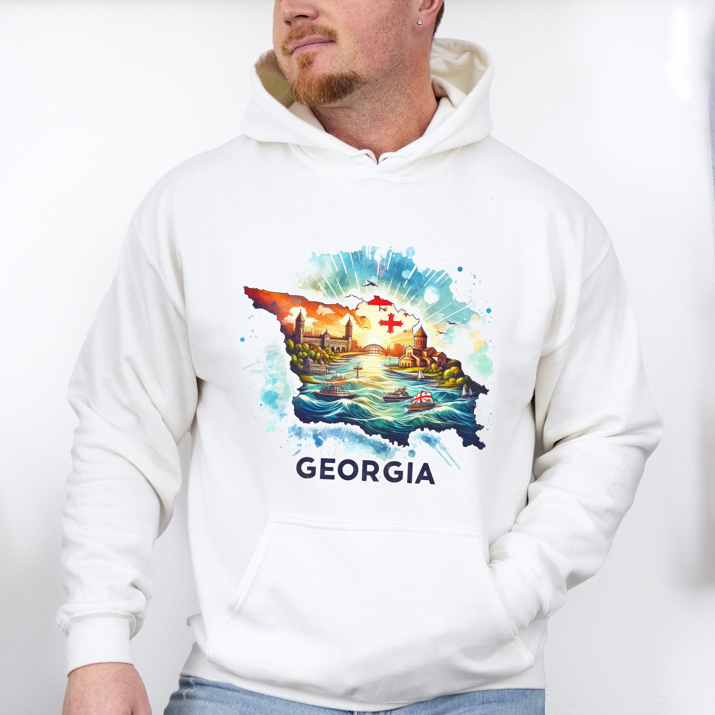 Colorful Georgia Design - States &amp; Cities Unisex Crewneck T-Shirt Sweatshirt Hoodie