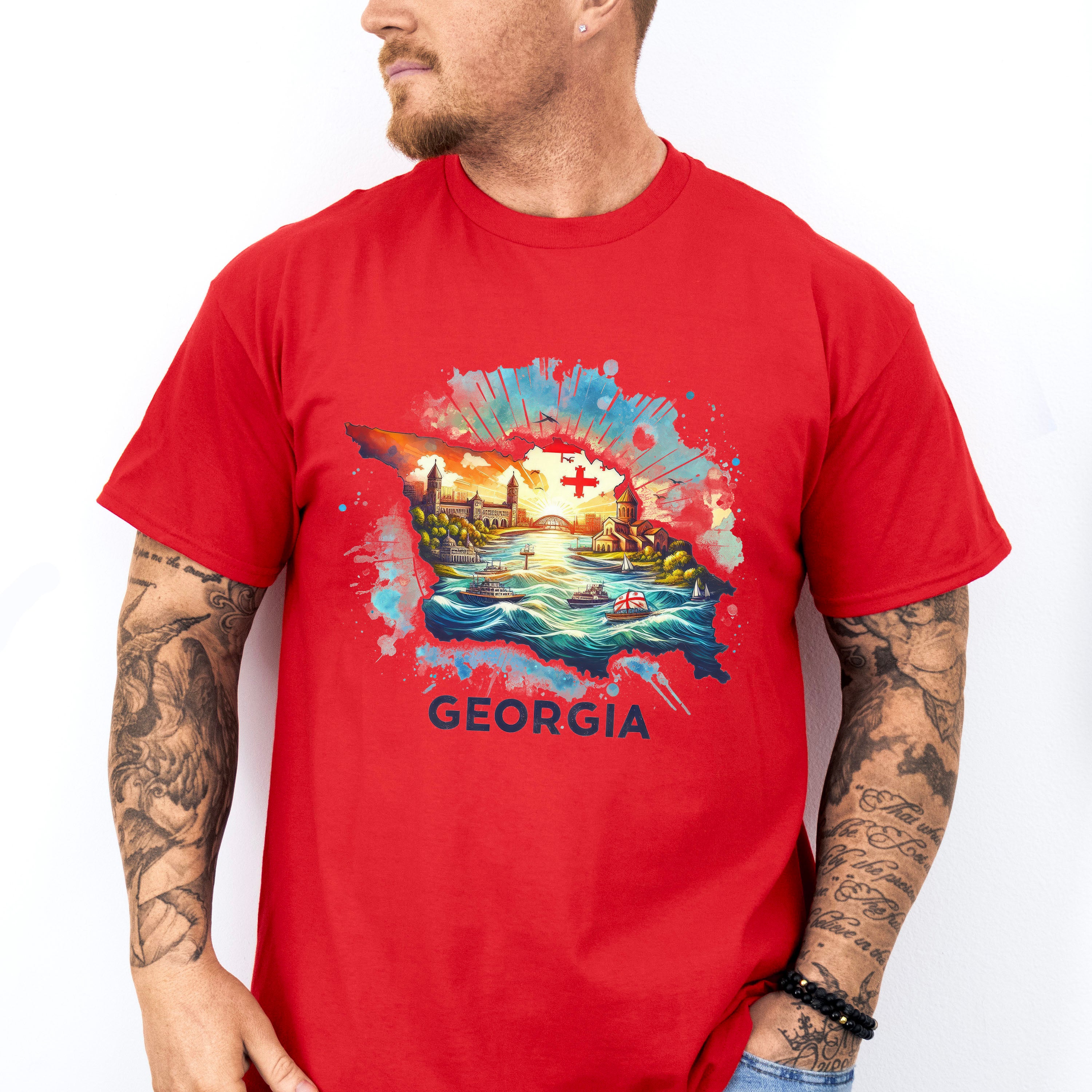 Colorful Georgia Design - States &amp; Cities Unisex Crewneck T-Shirt Sweatshirt Hoodie