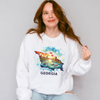 Colorful Georgia Design - States & Cities Unisex Crewneck T-Shirt Sweatshirt Hoodie