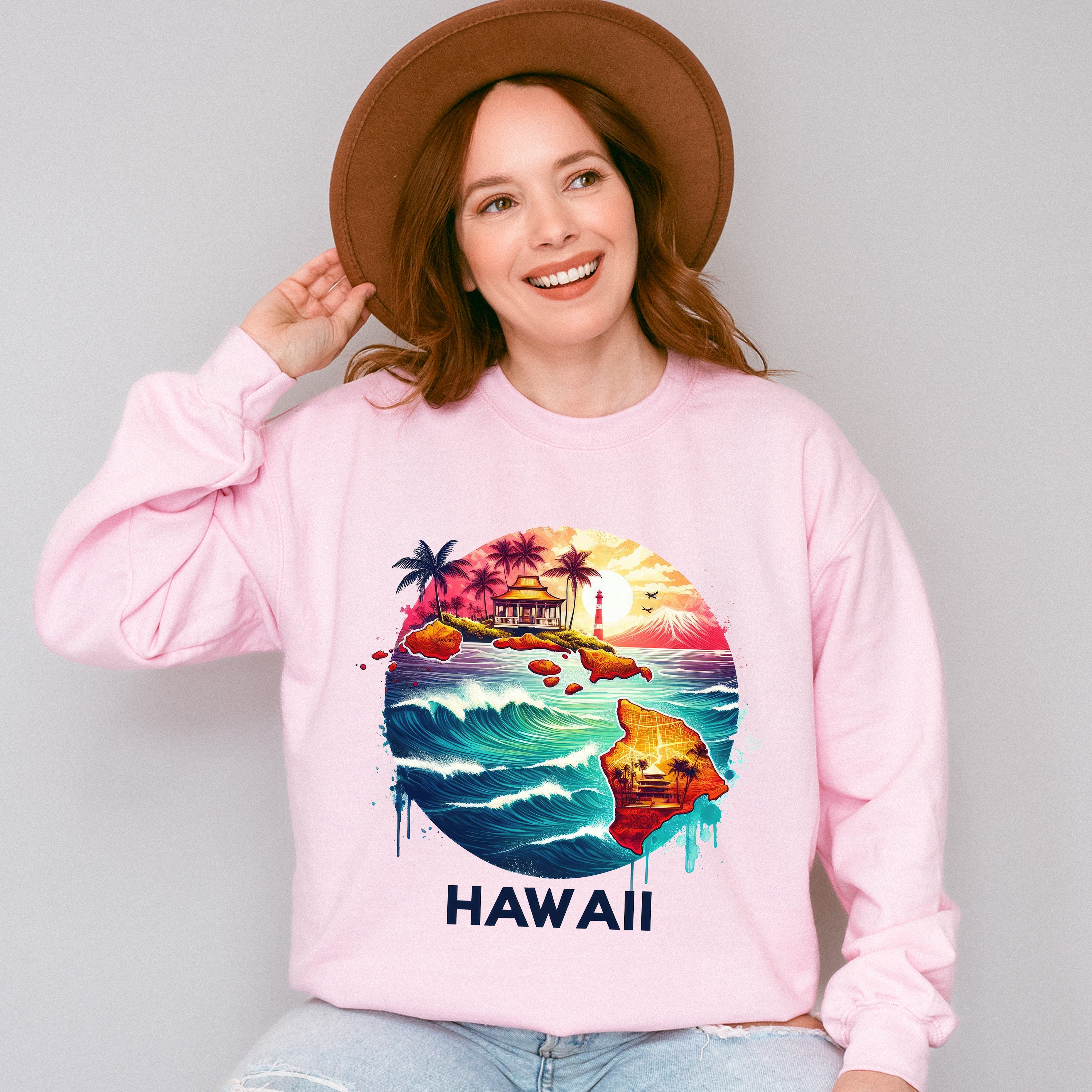 Colorful Hawaii Design - States &amp; Cities Unisex Crewneck T-Shirt Sweatshirt Hoodie