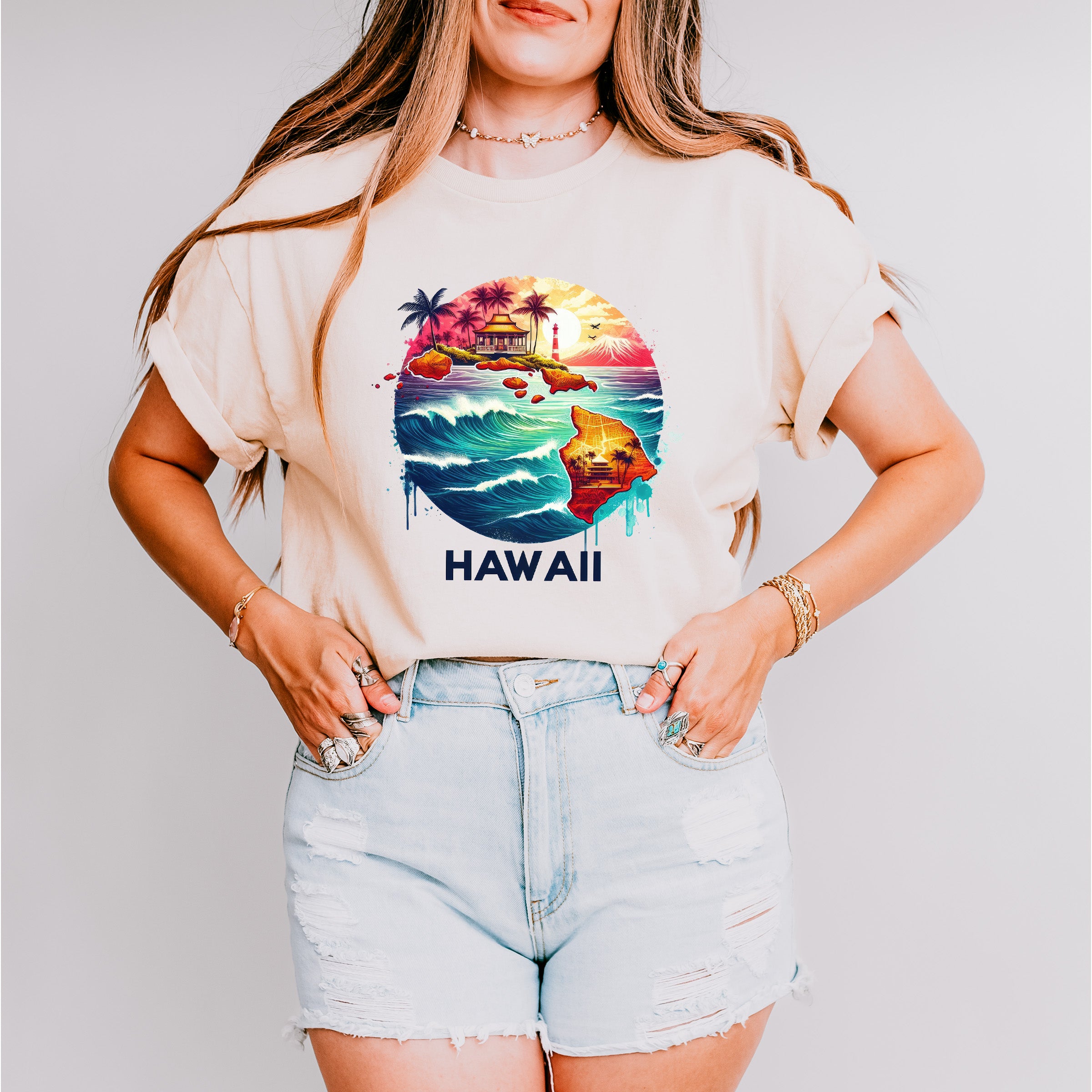 Colorful Hawaii Design - States &amp; Cities Unisex Crewneck T-Shirt Sweatshirt Hoodie