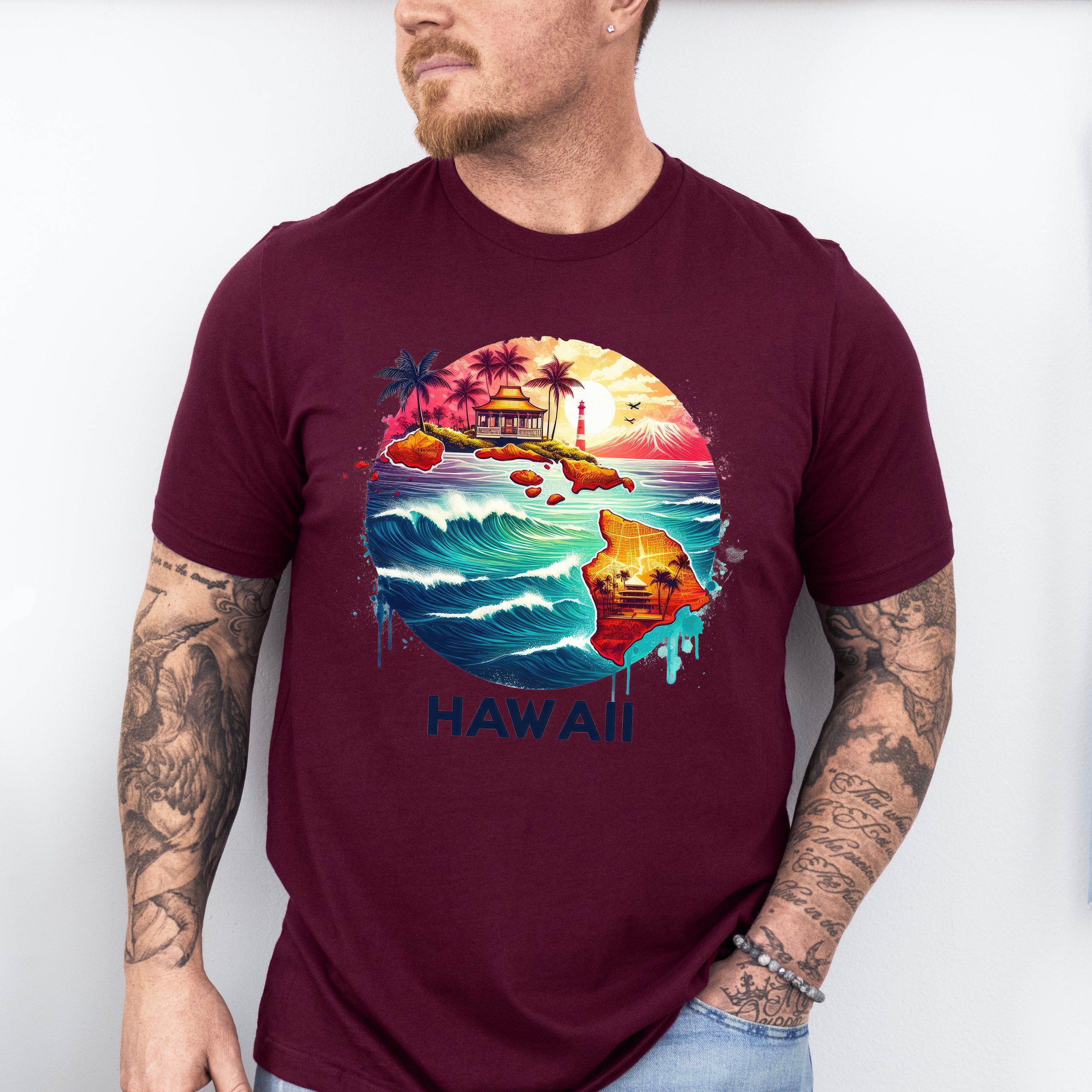 Colorful Hawaii Design - States &amp; Cities Unisex Crewneck T-Shirt Sweatshirt Hoodie