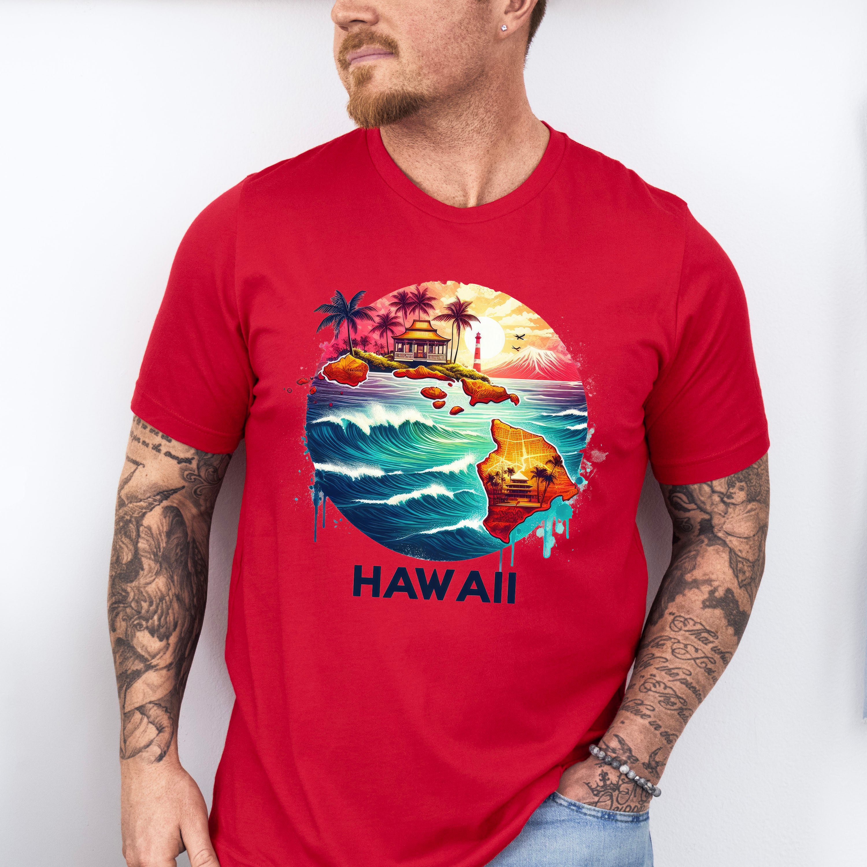 Colorful Hawaii Design - States &amp; Cities Unisex Crewneck T-Shirt Sweatshirt Hoodie