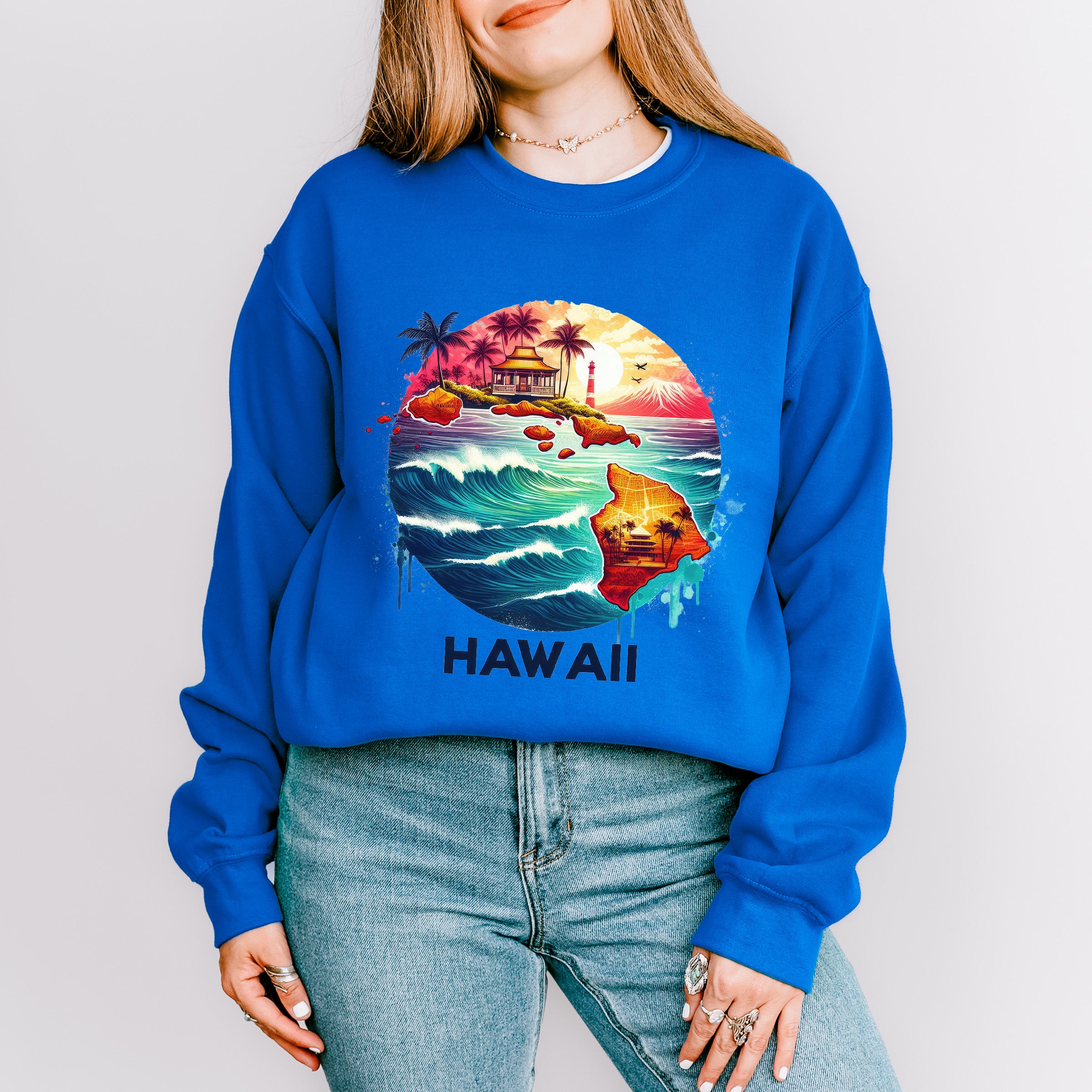 Colorful Hawaii Design - States &amp; Cities Unisex Crewneck T-Shirt Sweatshirt Hoodie