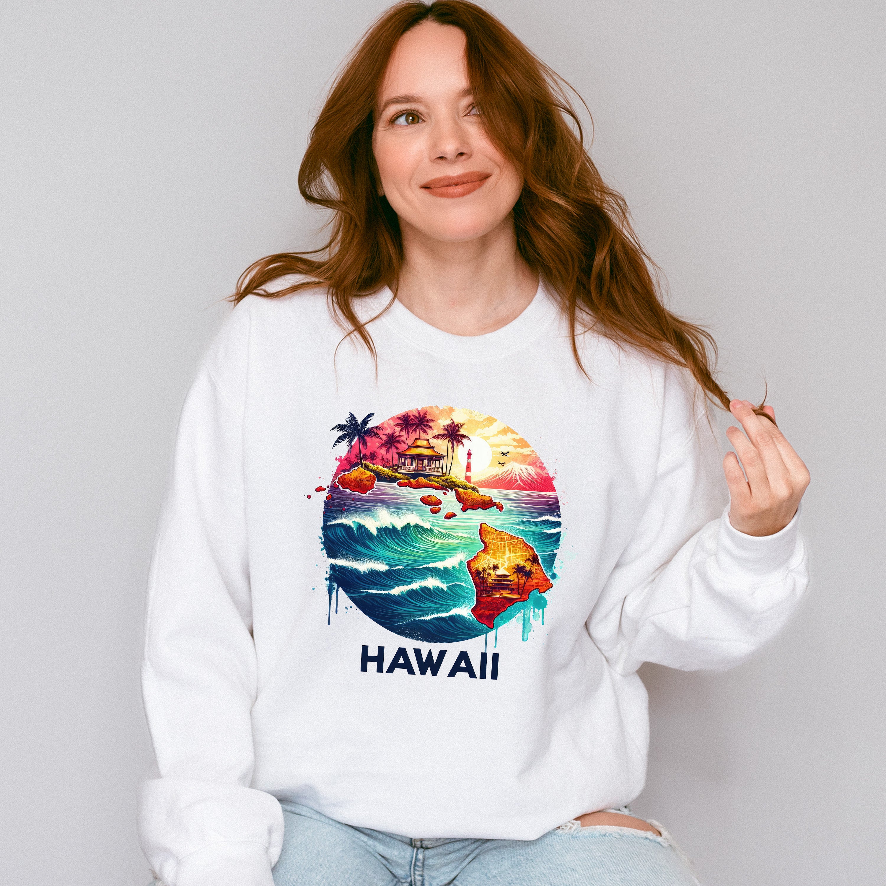 Colorful Hawaii Design - States &amp; Cities Unisex Crewneck T-Shirt Sweatshirt Hoodie