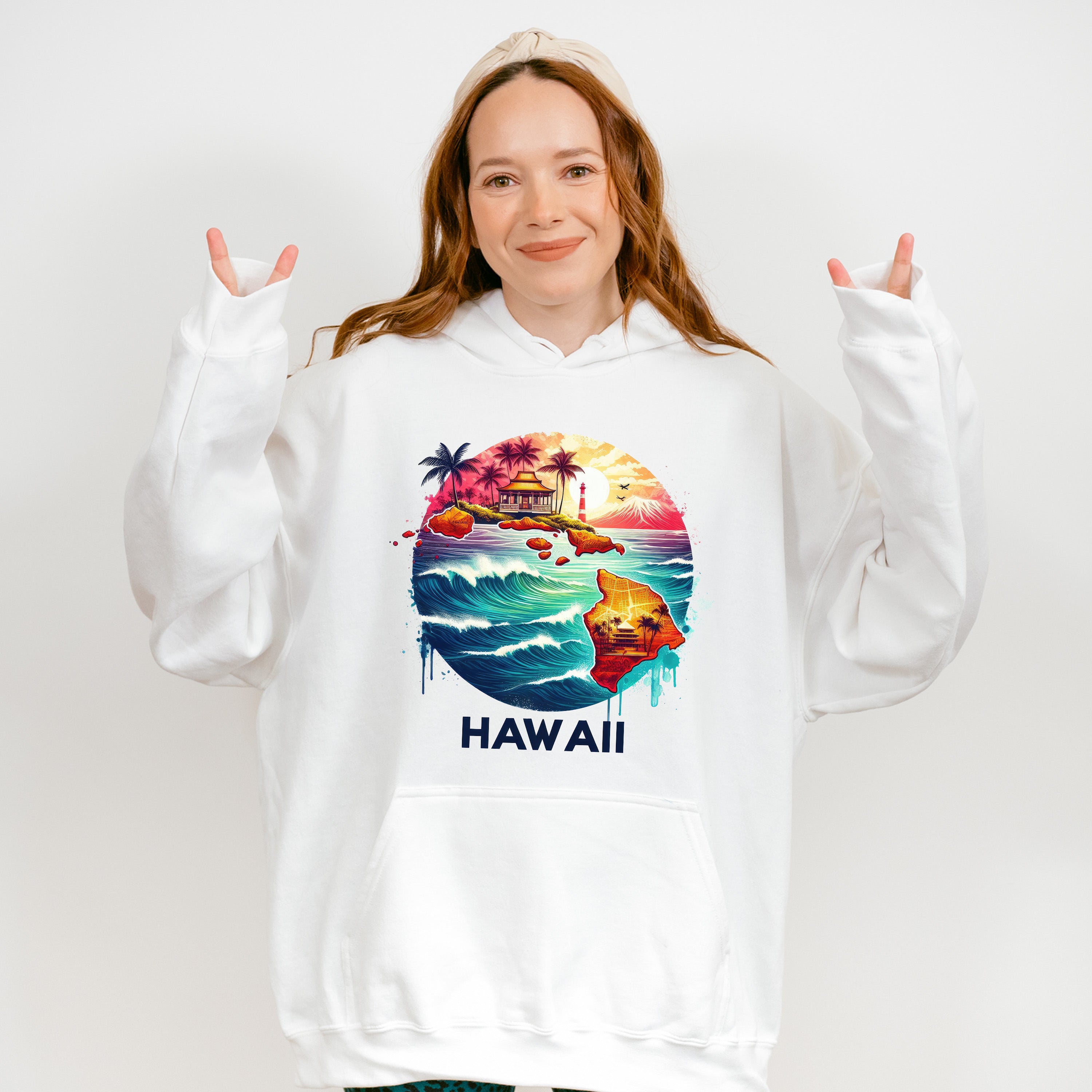 Colorful Hawaii Design - States &amp; Cities Unisex Crewneck T-Shirt Sweatshirt Hoodie