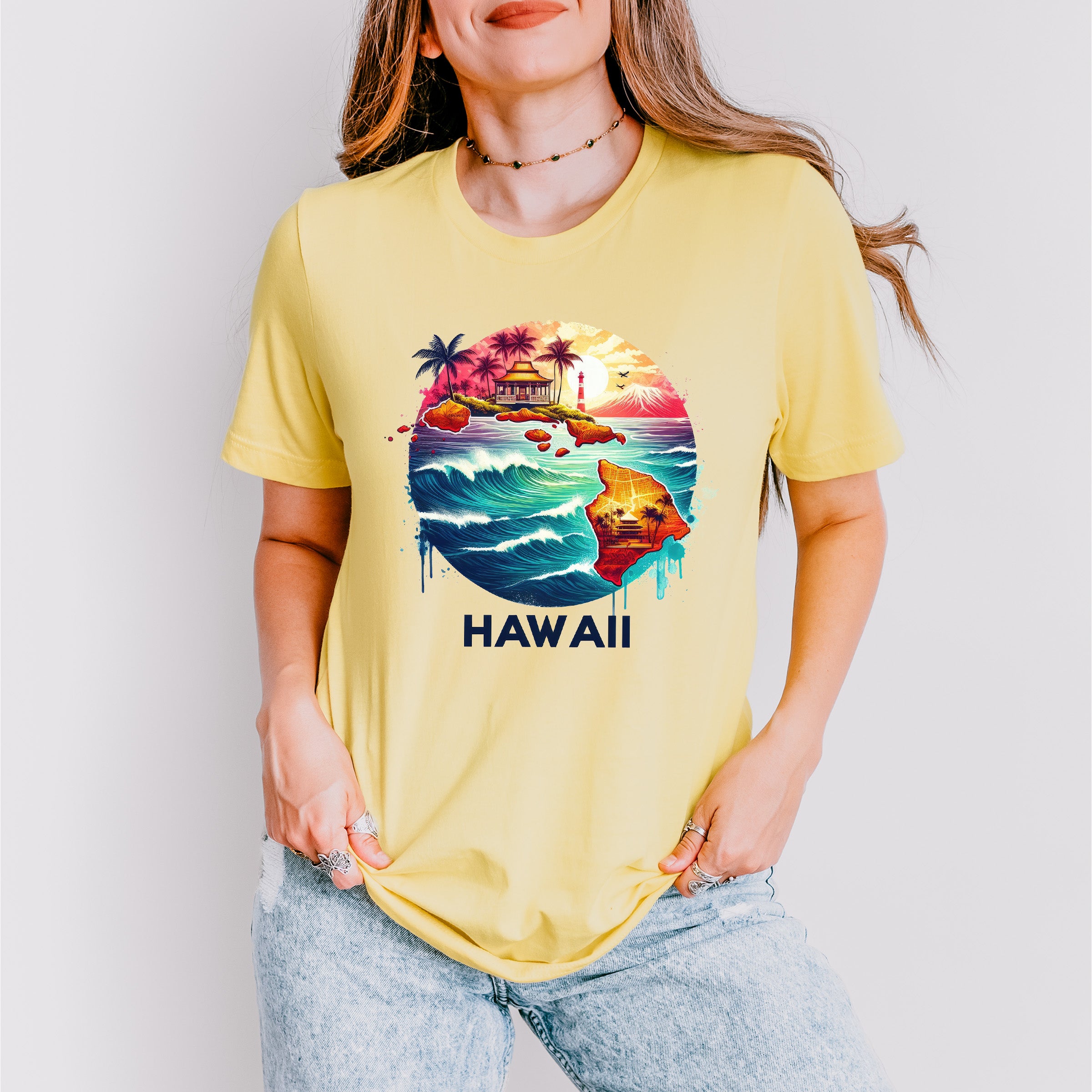 Colorful Hawaii Design - States &amp; Cities Unisex Crewneck T-Shirt Sweatshirt Hoodie